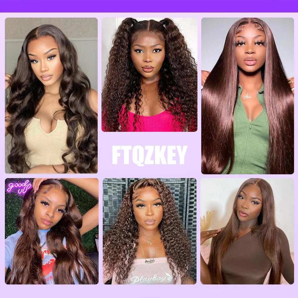 18 Inch Chocolate Brown Curly Lace Front Human Hair Wig for Black Women - 13x4 Pre-Plucked with Baby Hair, 180% Density Water Wave Lace Wig - Perfect for Daily Wear, Cosplay & Special Occasions