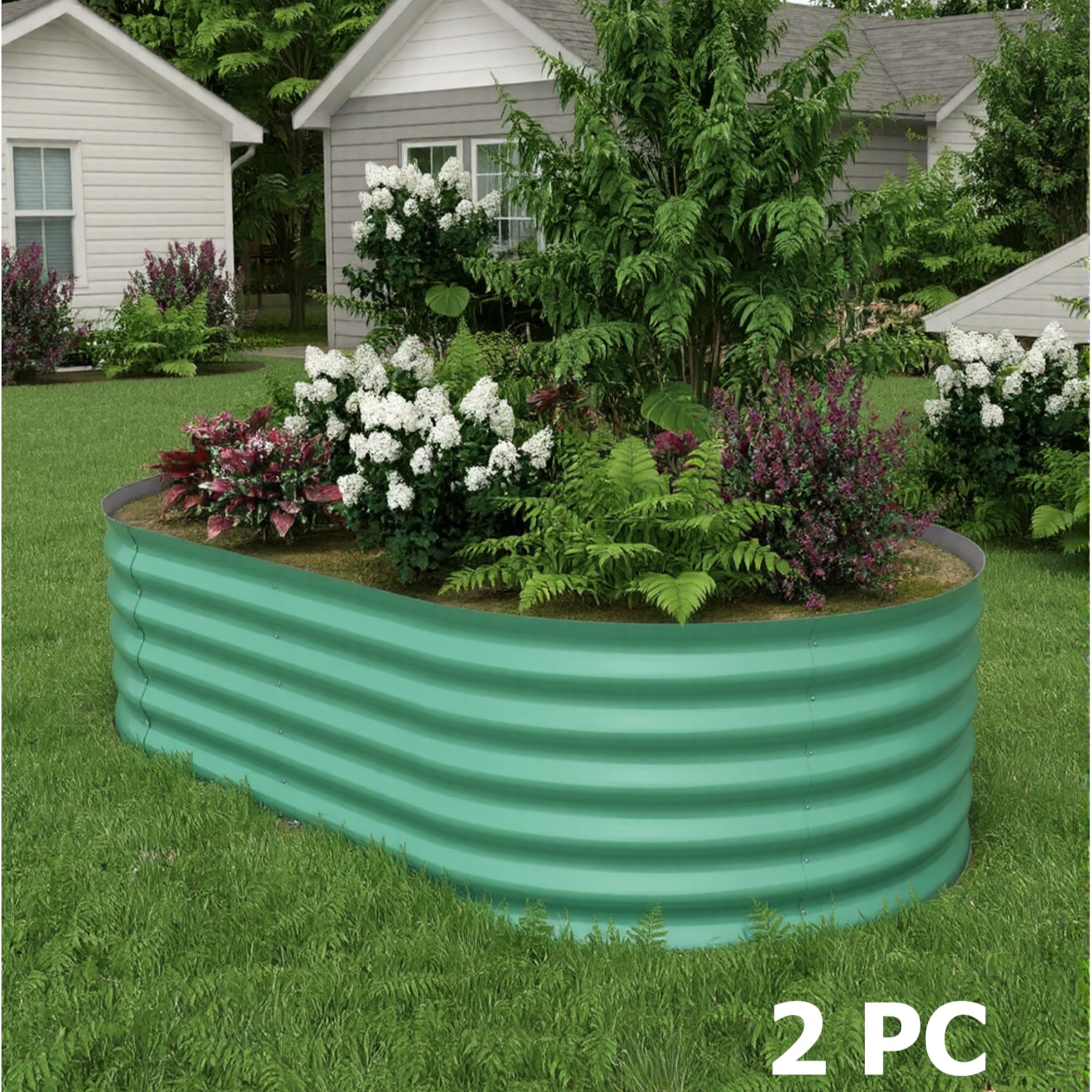 GARVEE 2 Pack 8x4x1.5ft Galvanized Steel Raised Garden Beds - Outdoor Deep Planter Box Kit with Tool-Free Assembly, Rust-Resistant Green Coated Design for Vegetables, Flowers & Herbs - Perfect for Backyard Gardening, Patio Planting & Urban Farming