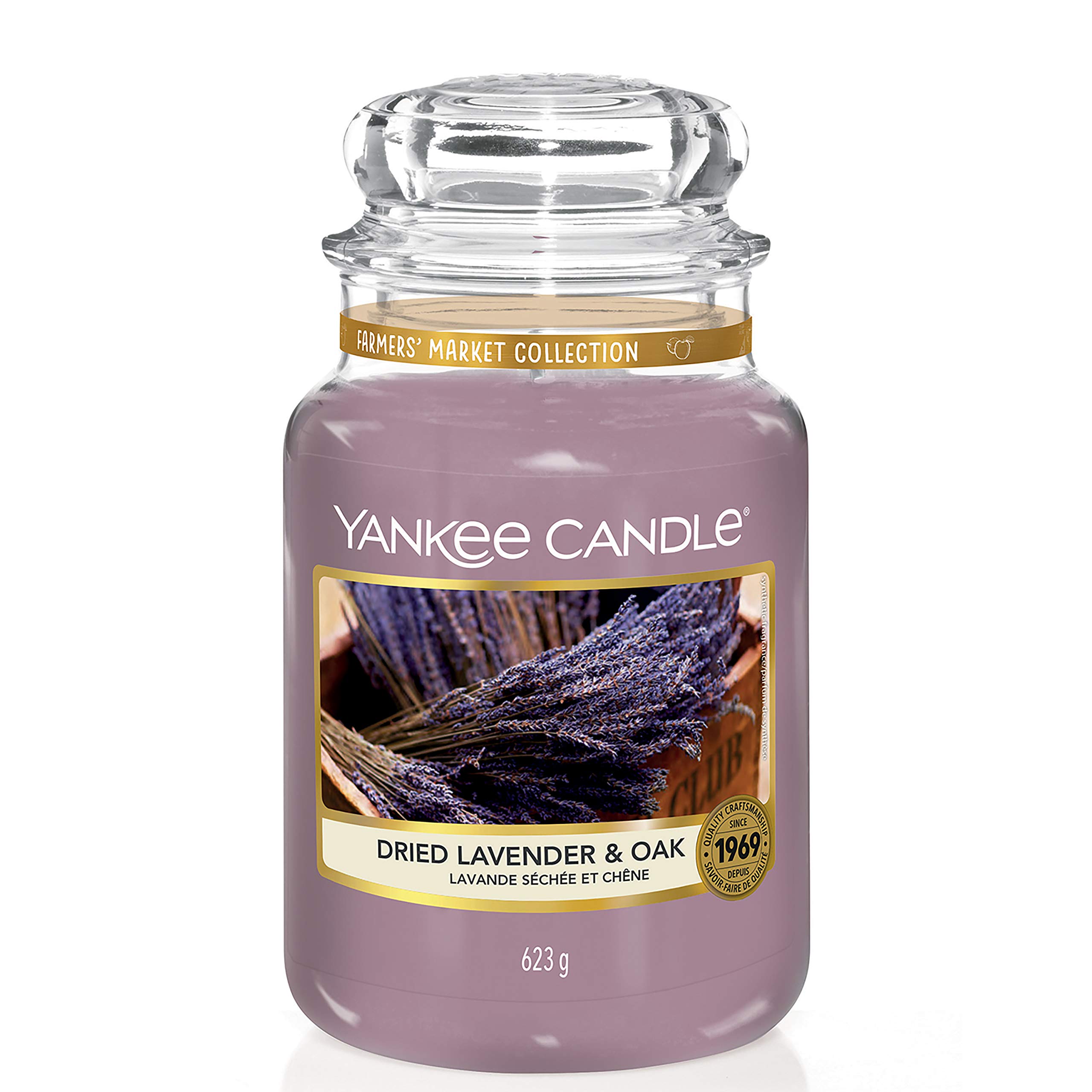 Yankee Candle Large Jar Scented Candle - Lavender & Oak Fragrance, Long-Lasting 150 Hour Burn Time, Dried Lavender & Oak Scent | Perfect for Relaxation, Aromatherapy & Home Decor