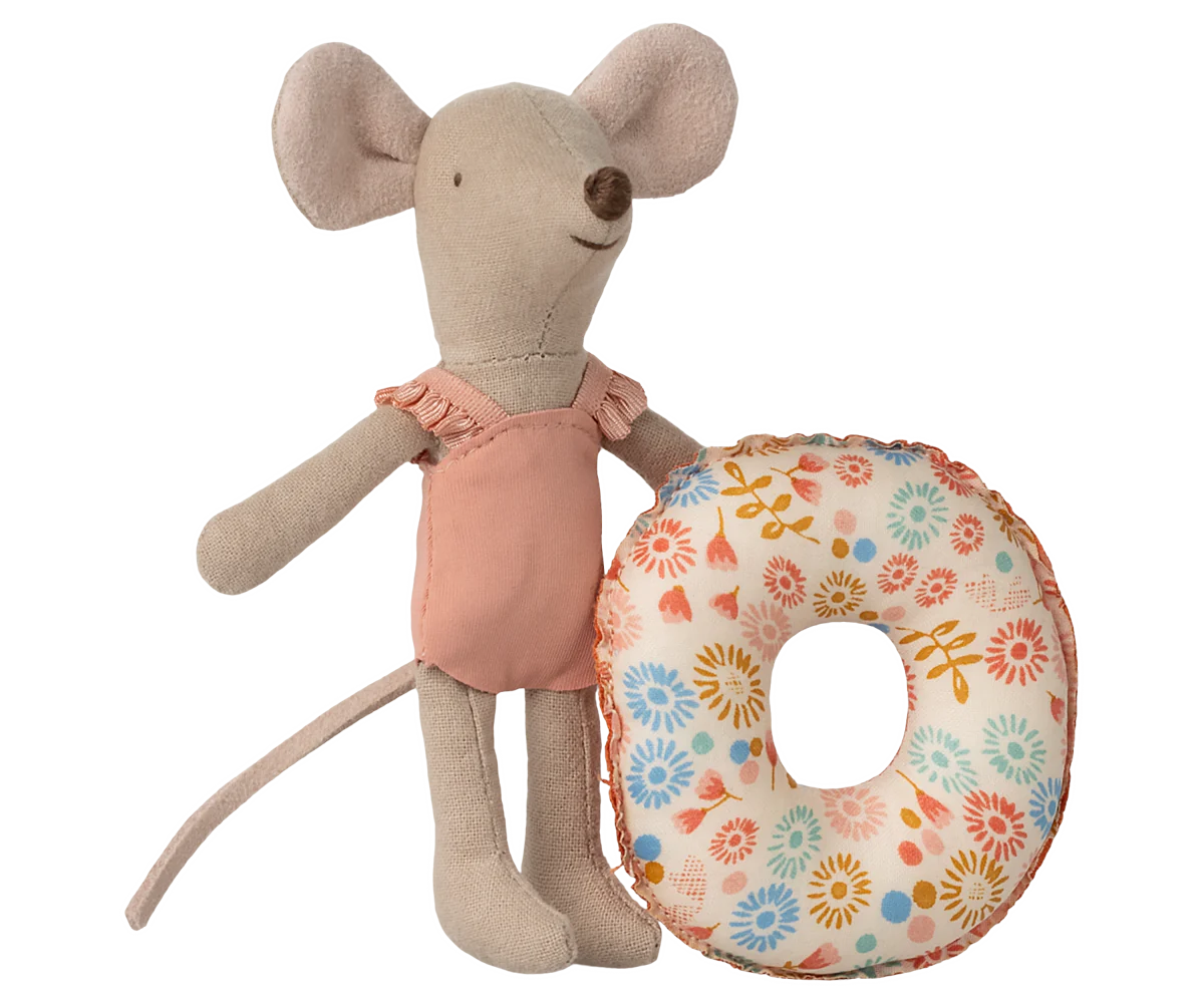 Beach Mouse and Float Set for Kids - Little Sister Flower Design - Perfect for Pool Parties, Summer Vacations & Beach Fun