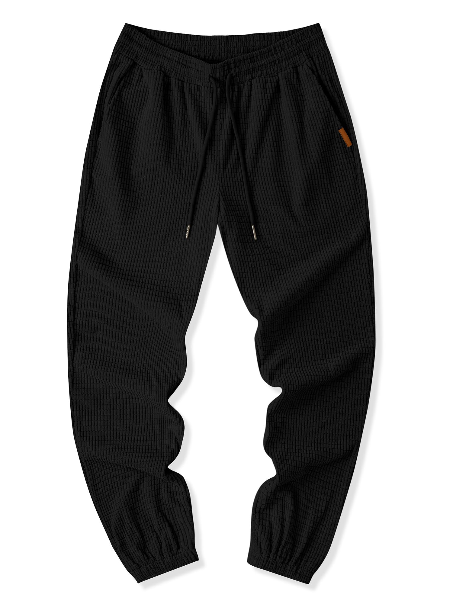JMIERR Men's Casual Waffle Textured Joggers - Stretch Elastic Waist with Drawstring & Pockets - Tapered Fit for Comfort | Perfect for Lounge, Gym & Everyday Wear