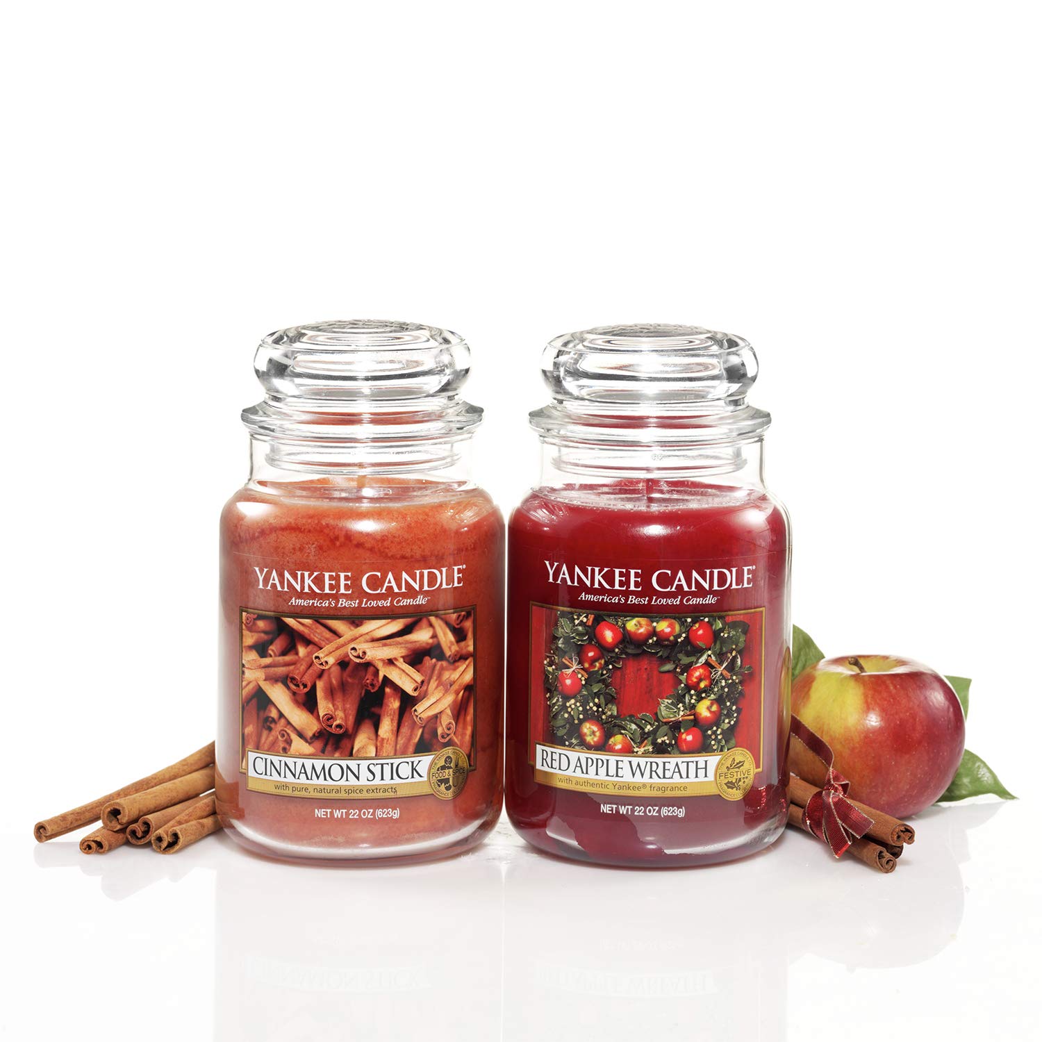 Yankee Candle Red Apple Wreath Large Jar Candle - 14.5oz Scented Candle for Home, Fall Decor & Holiday Gifts | Long-Lasting Fragrance for Living Room, Bedroom & Office