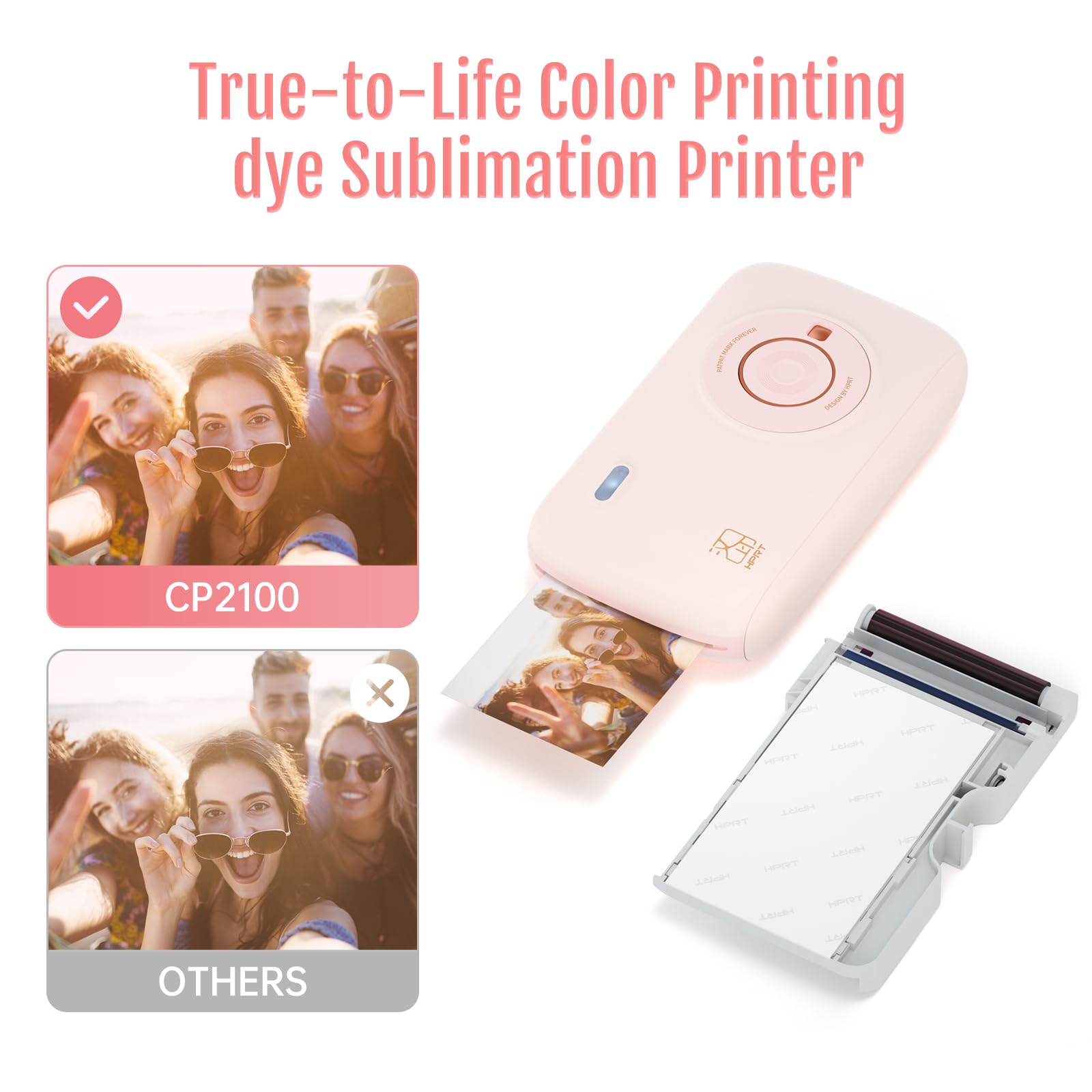 2-Pack 2x3'' All-in-One Photo Paper & Color Ribbon Cartridge Refill (10 Sheets Each) for HPRT CP2100 Mini Photo Printer - Perfect for Instant Prints, Travel Photos & DIY Projects