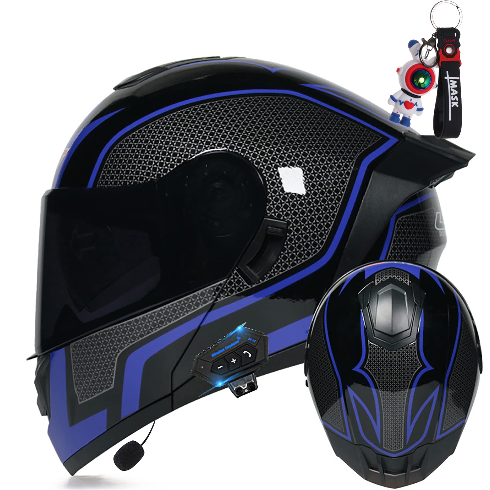 DOT/ECE Approved Modular Bluetooth Motorcycle Helmet with Anti-Fog Dual Visor & Built-in Speakers - Flip-Up Design for Safe Riding (55-56cm) | Perfect for Commuting, Touring & Hands-Free Calls