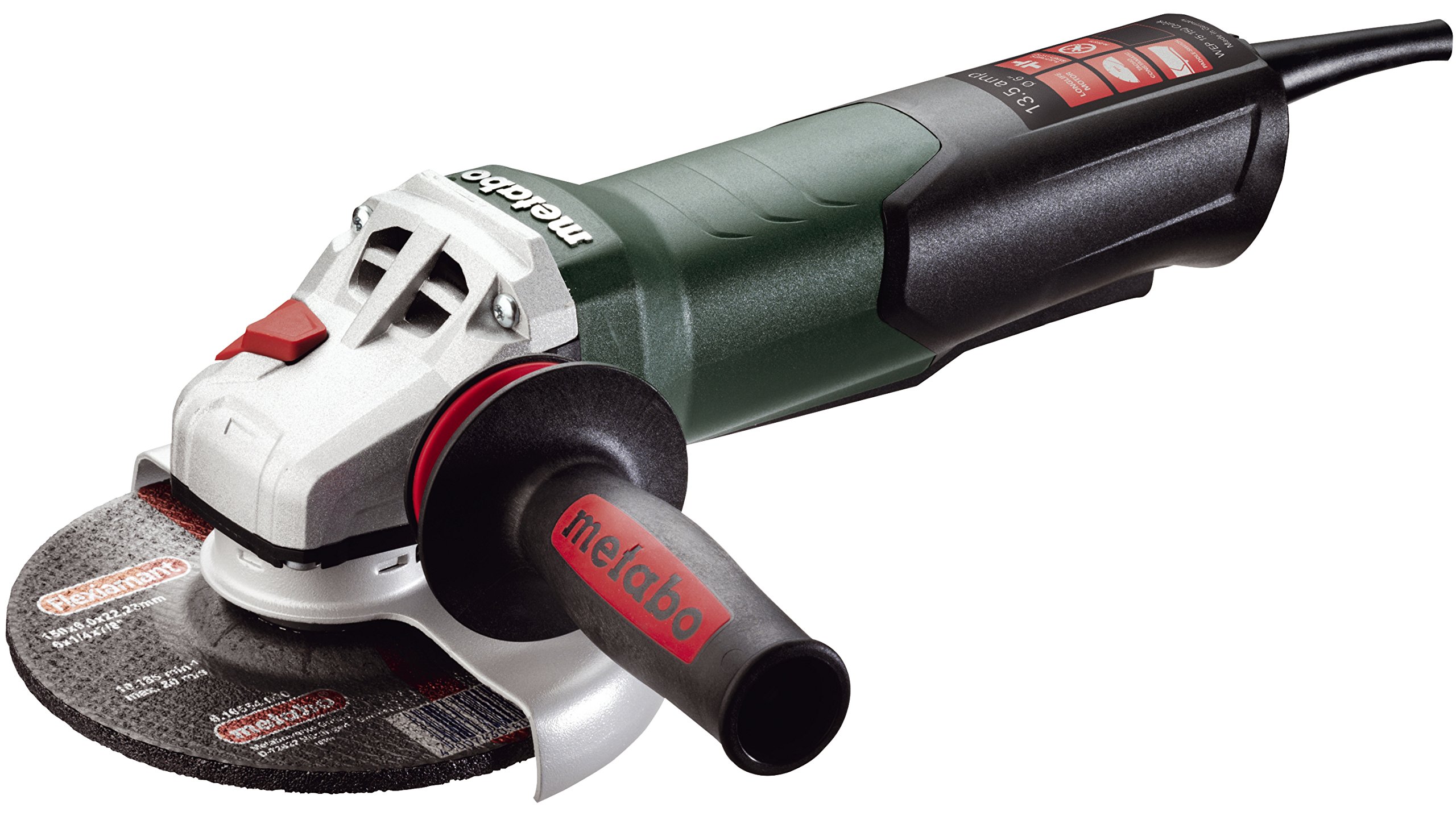 Metabo 600488420 13.5 Amp 6-Inch Angle Grinder with TC Electronics & Non-Locking Paddle Switch - Heavy-Duty Metal Cutting, Grinding & Polishing for Construction & DIY Projects