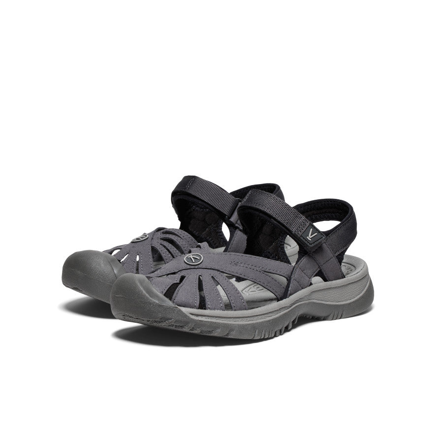 Stylish Women's Rose Sandals with Magnetic Closure - Black | Comfortable Summer Shoes for Beach, Wedding & Casual Outings