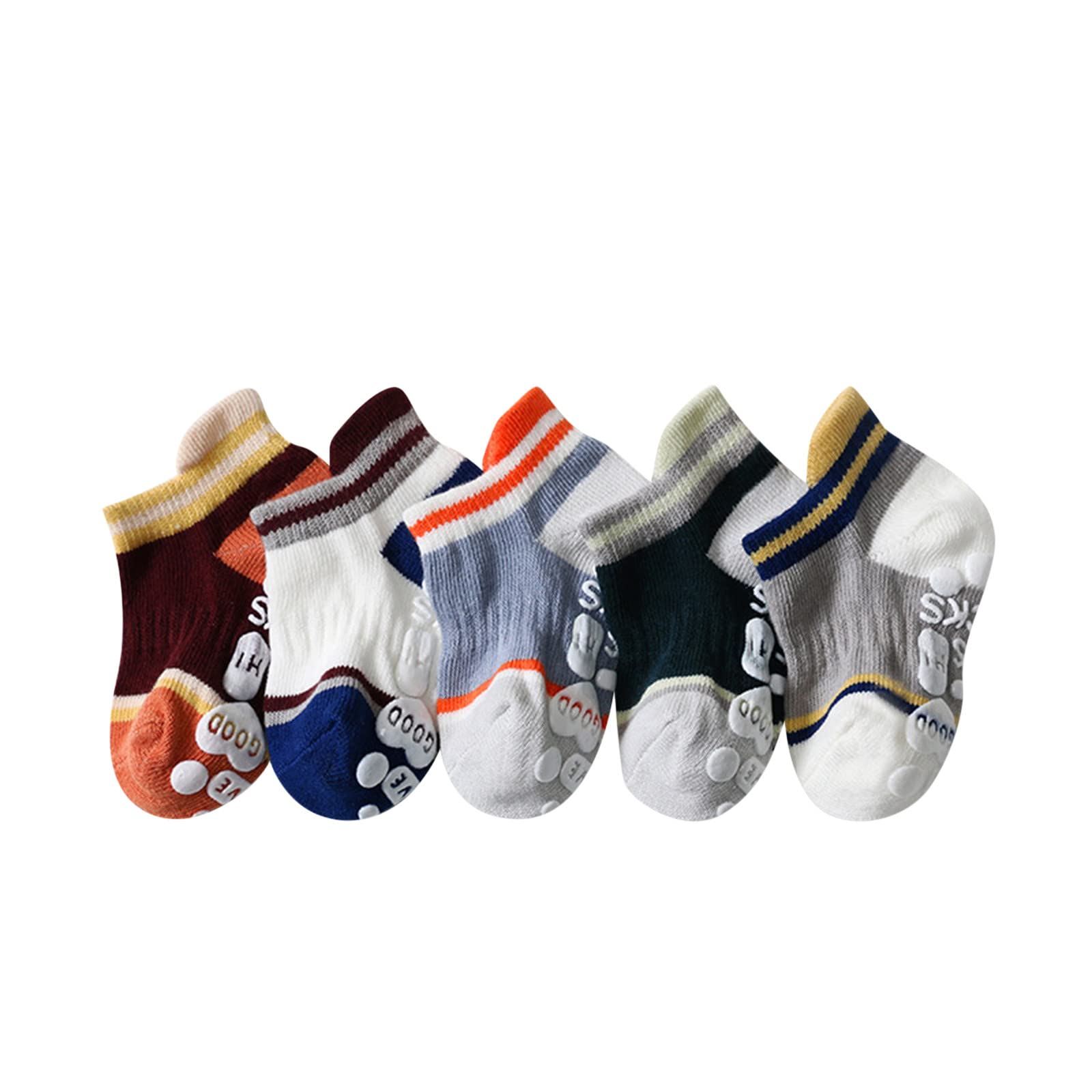 5 Pairs Non-Slip Baby Socks for Toddlers - Anti-Skid Grip Ankle Socks Set for Boys & Girls - Perfect for Playtime, Crawling & First Steps - Soft & Comfortable Infant Gift Set