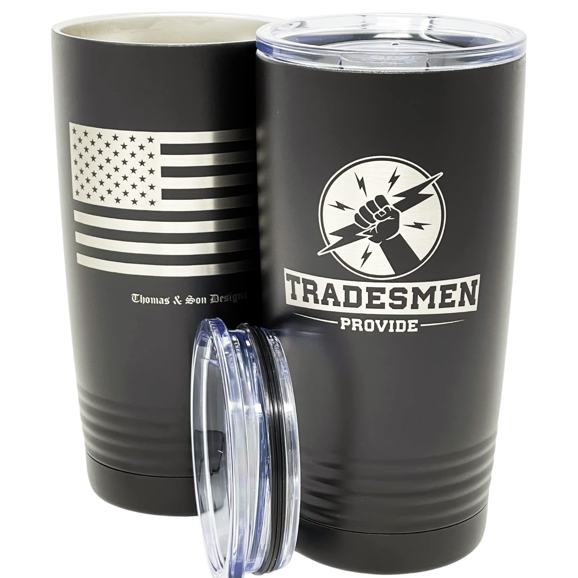 20oz Double Wall Vacuum Insulated Coffee Tumbler for Electricians, Carpenters & Tradesmen - Leakproof Stainless Steel Travel Mug for Hot & Cold Drinks - Perfect Work, Camping & Commuting Companion