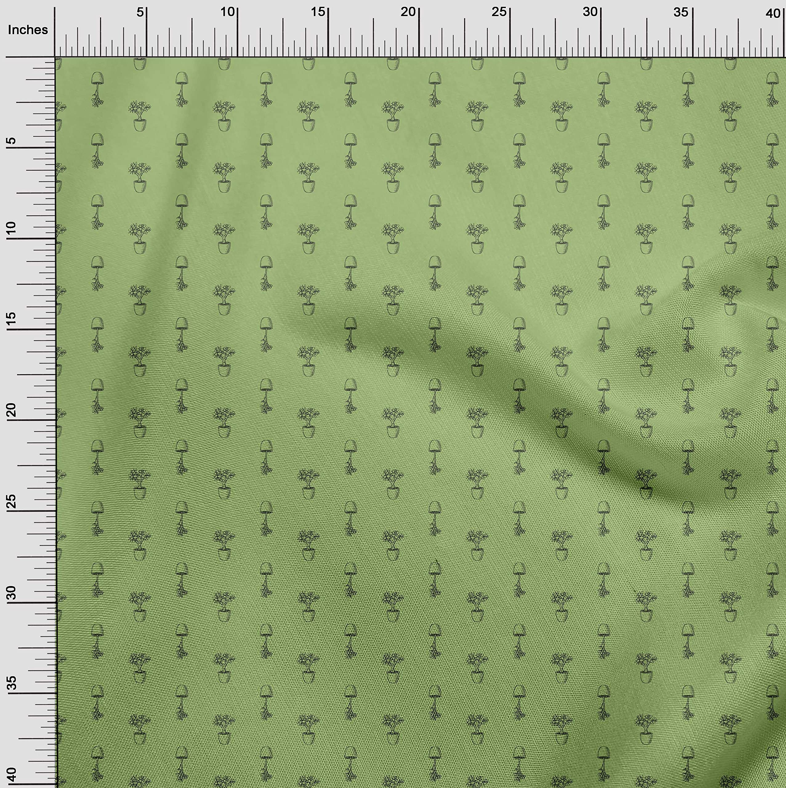 oneOone Rayon Light Green Fabric - 56 Inch Wide Printed Fabric for House Plants, Craft Projects & Home Decor | Perfect for DIY Sewing, Upholstery, and Decorative Accents