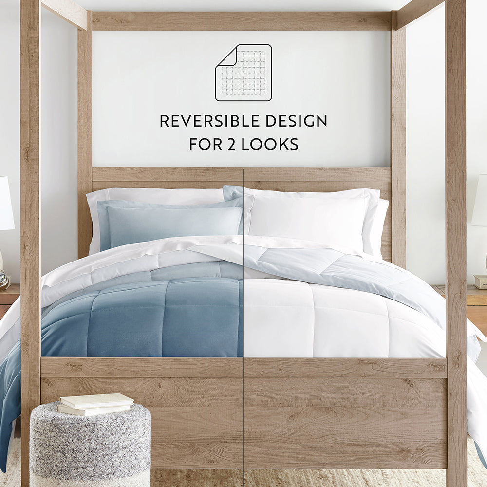 Ocean Waves Reversible Down Alternative Comforter Set - Hypoallergenic & Breathable All-Season Bedding - Perfect for Cozy Nights in Master Bedroom or Guest Room