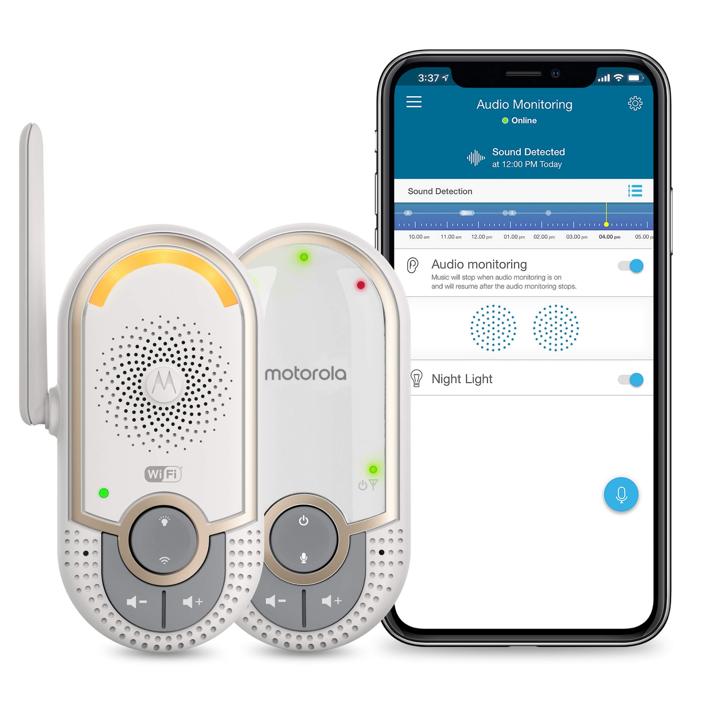 Motorola MBP164CONNECT WiFi Baby Monitor with 2-Way Audio, Night Light & Lullabies - 900ft Range Smart Nursery Intercom for Newborns & Toddlers - Perfect for Bedtime, Naptime & Home Security Monitoring
