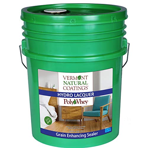Vermont Natural Coatings PolyWhey Gloss Amber Water-Based Sanding Sealer - 5 Gallon (Case of 1) | Eco-Friendly Wood Finish for Furniture, Cabinets & Floors | Ideal for DIY Projects & Professional Woodworking