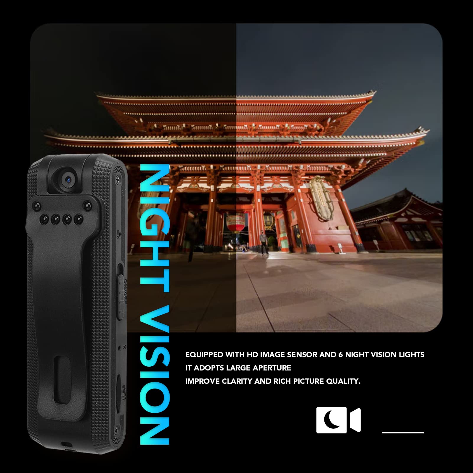 Pissente 1080P HD Wearable Body Camera with Clip - 64GB Memory, 180° Rotatable Lens, Waterproof Action Camera for Outdoor Security, Police, Cycling & Sports Recording