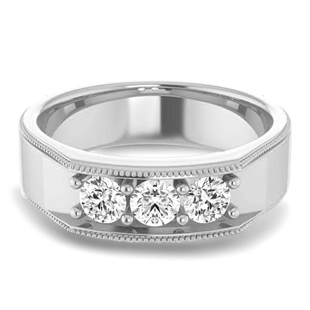0.75 Carat Round Diamond Milgrain Accent Men's Wedding Band Ring - Perfect for Engagement, Anniversary & Special Occasions