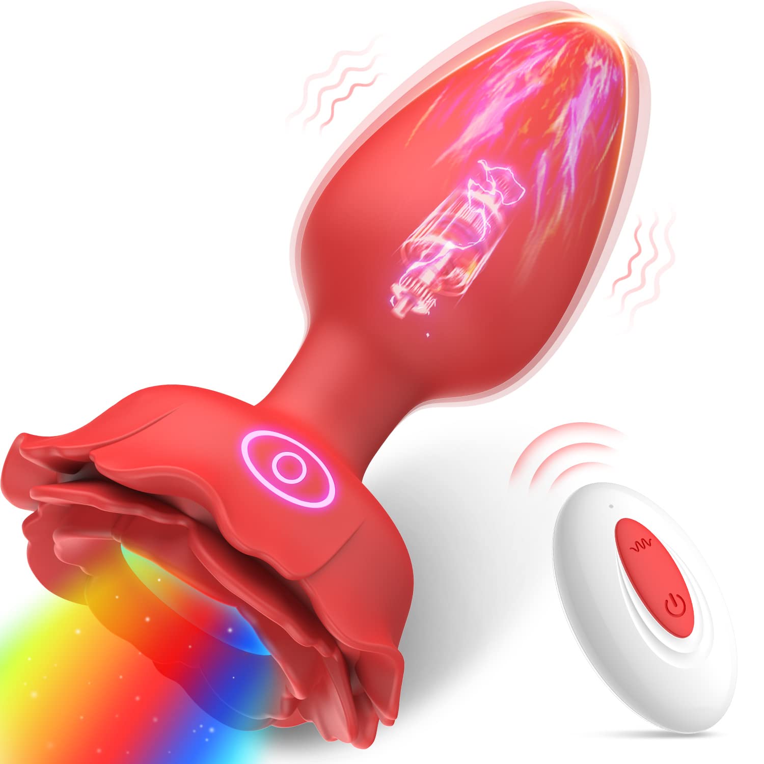Rose Vibrating Anal Plug for Women - 10 Powerful Vibration Modes, LED Light Up Butt Plug for Couples Play, Sensual Adult Sex Toy for Enhanced Pleasure & Intimacy | Perfect for Bedroom Fun, Spicing Up Relationships & Solo Exploration