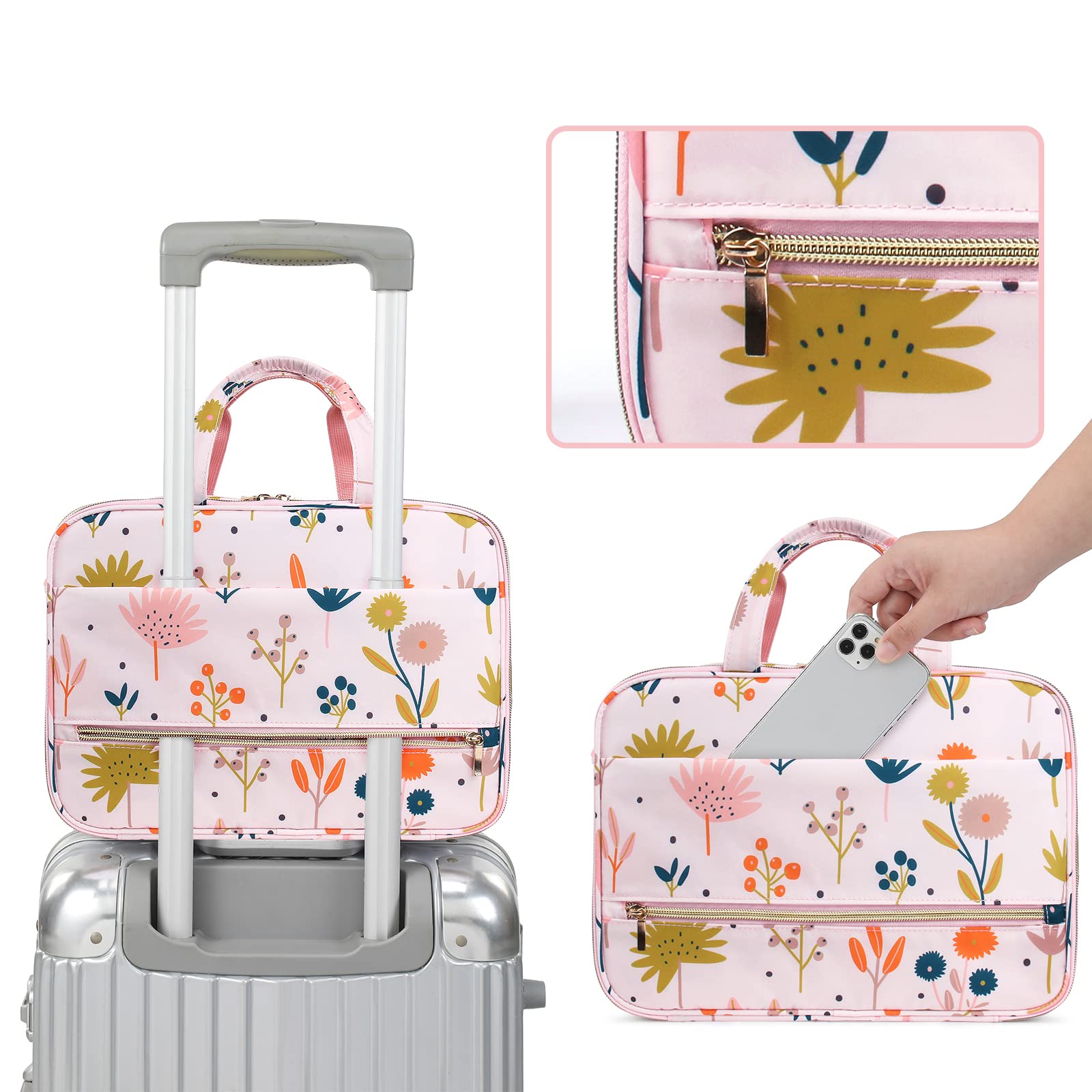 Large Waterproof Toiletry Bag for Travel - 8L Cosmetic Organizer with Brush Holder, Floral Makeup Case for Full-Sized Toiletries | Perfect for Vacation, Gym & Weekend Getaways