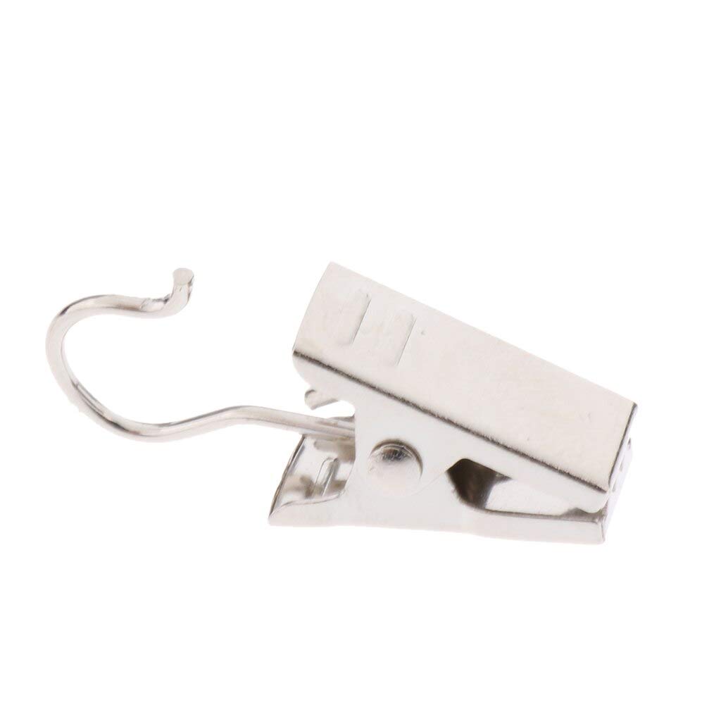 10Pcs Heavy Duty Curtain Holdback Clips with Hook Spring Clamps - Silver Decorative Curtain Hangers for Living Room, Bedroom & Window Dressing