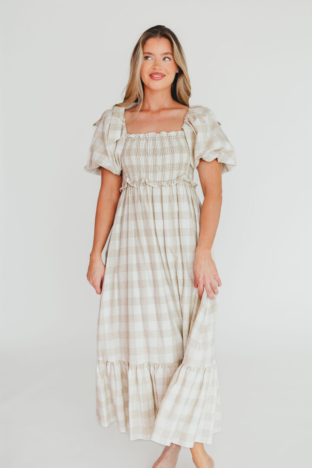 Addyson Maxi Dress - Natural Multi Color Cotton Linen Blend Maternity Dress | Bump Friendly & Inclusive Sizing | Perfect for Pregnancy, Beach Vacations & Summer Outfits