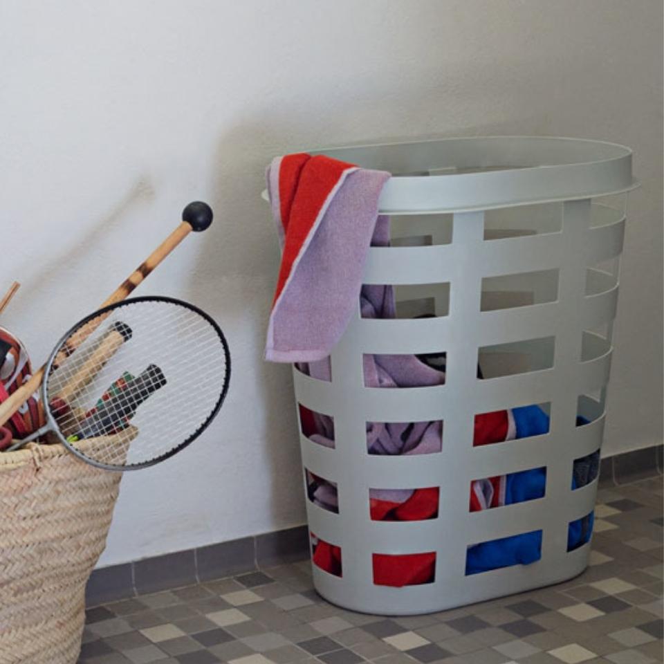 HAY Storage and Laundry Basket - Light Grey Woven Organizer for Bedroom, Bathroom & Closet Organization