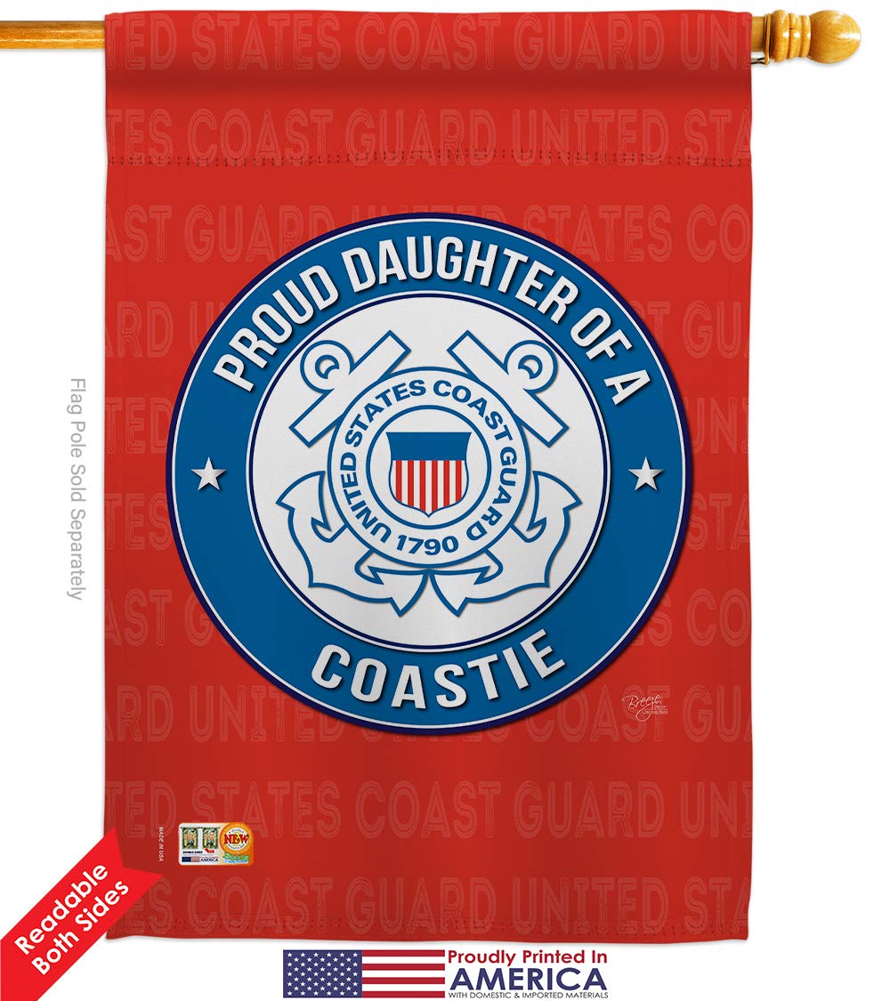 USCG Coast Guard Proud Daughter Garden Flag Kit - Double-Sided 28x40 Inch Military Yard Banner - Armed Forces Veteran Gift for Home & Garden Decor - Perfect for Patriotic Holidays & Military Appreciation Events
