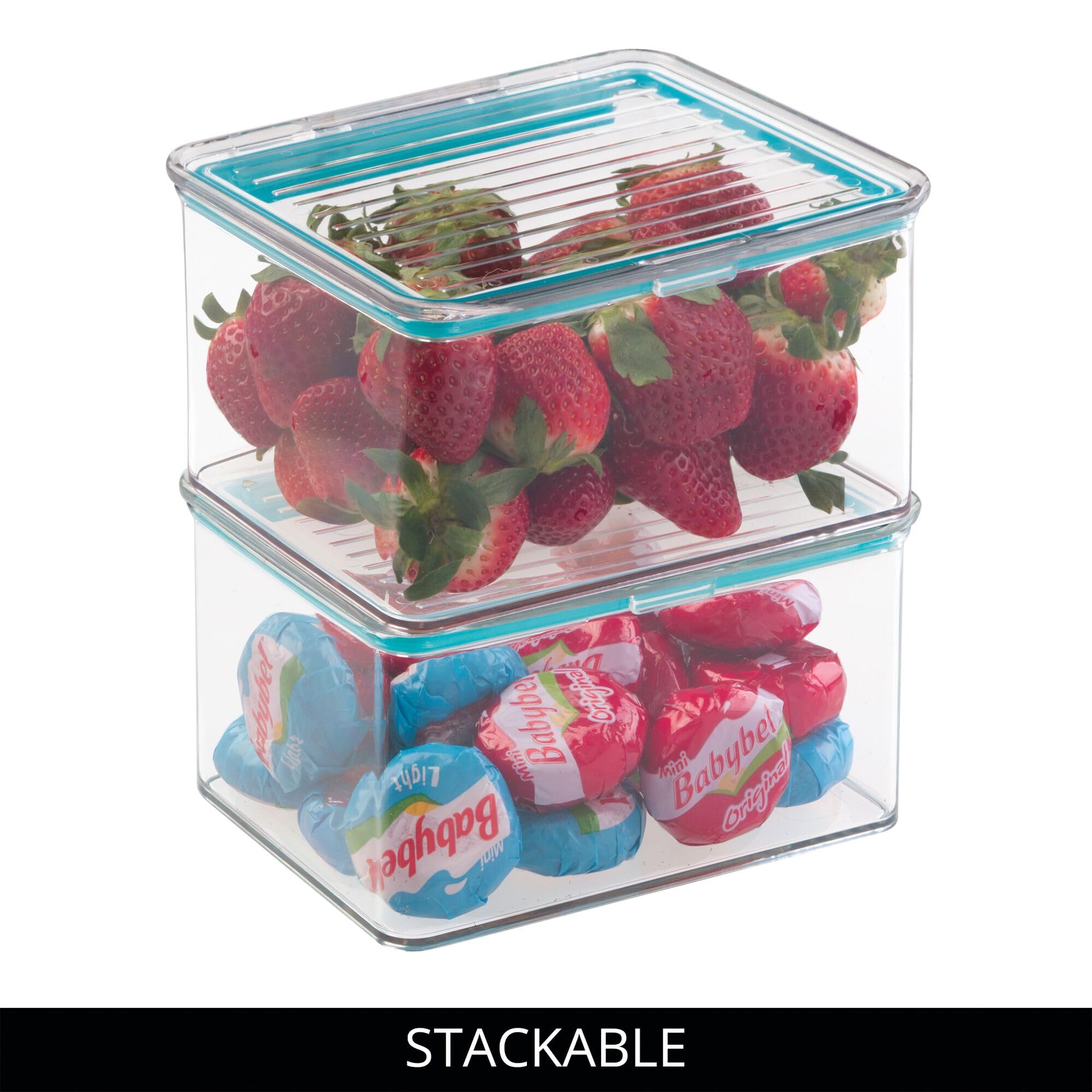 BPA-Free Plastic Food Storage Container with Airtight Hinged Lid - 1.5 Quart Pantry Organizer Bin for Kitchen, Fridge, Freezer & Cabinet - Clear (5.5