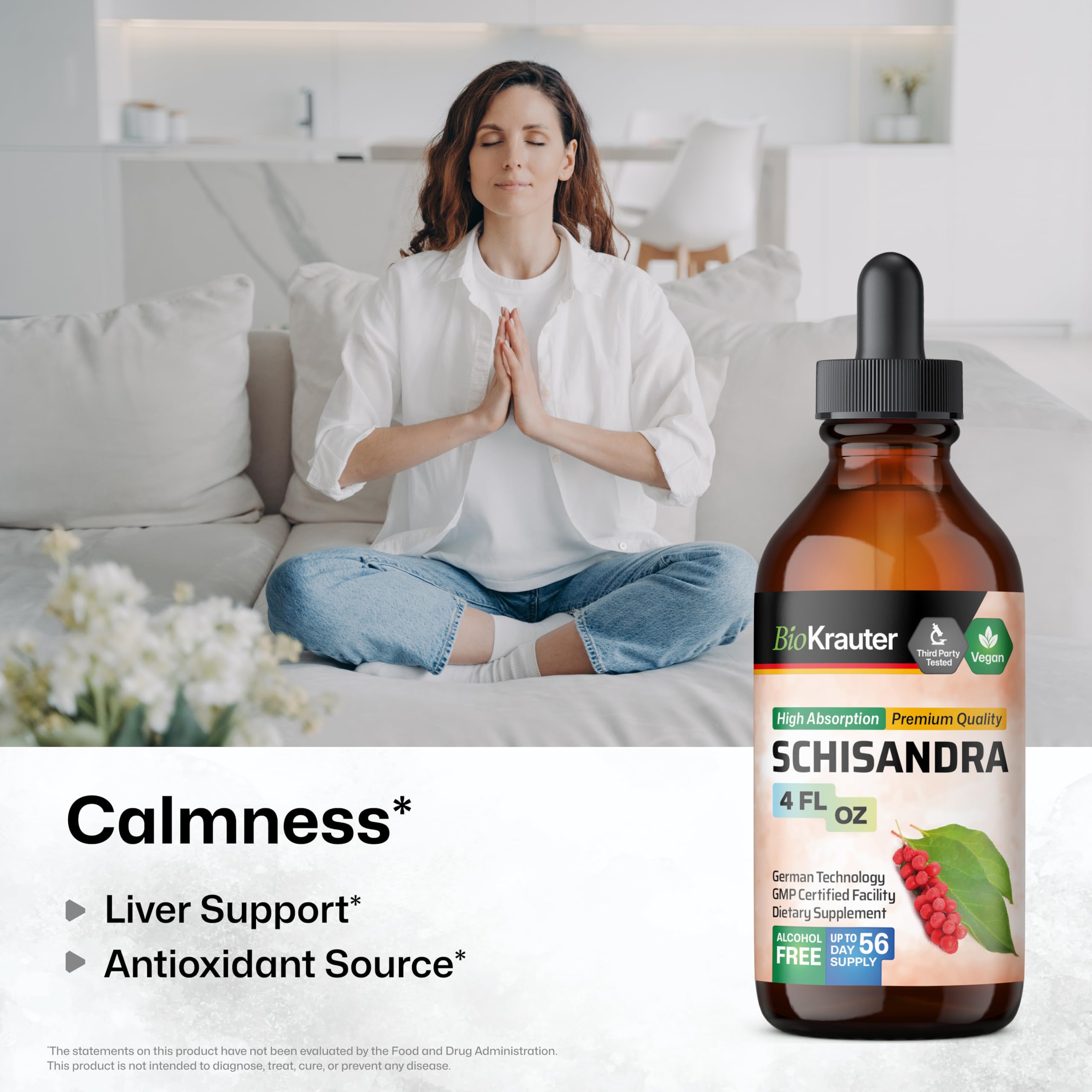 BIO KRAUTER Schisandra Berry Drops - Natural Mood Support Supplement with Schisandra Extract, Sugar-Free & Alcohol-Free (4 Fl Oz) - Perfect for Stress Relief & Daily Wellness