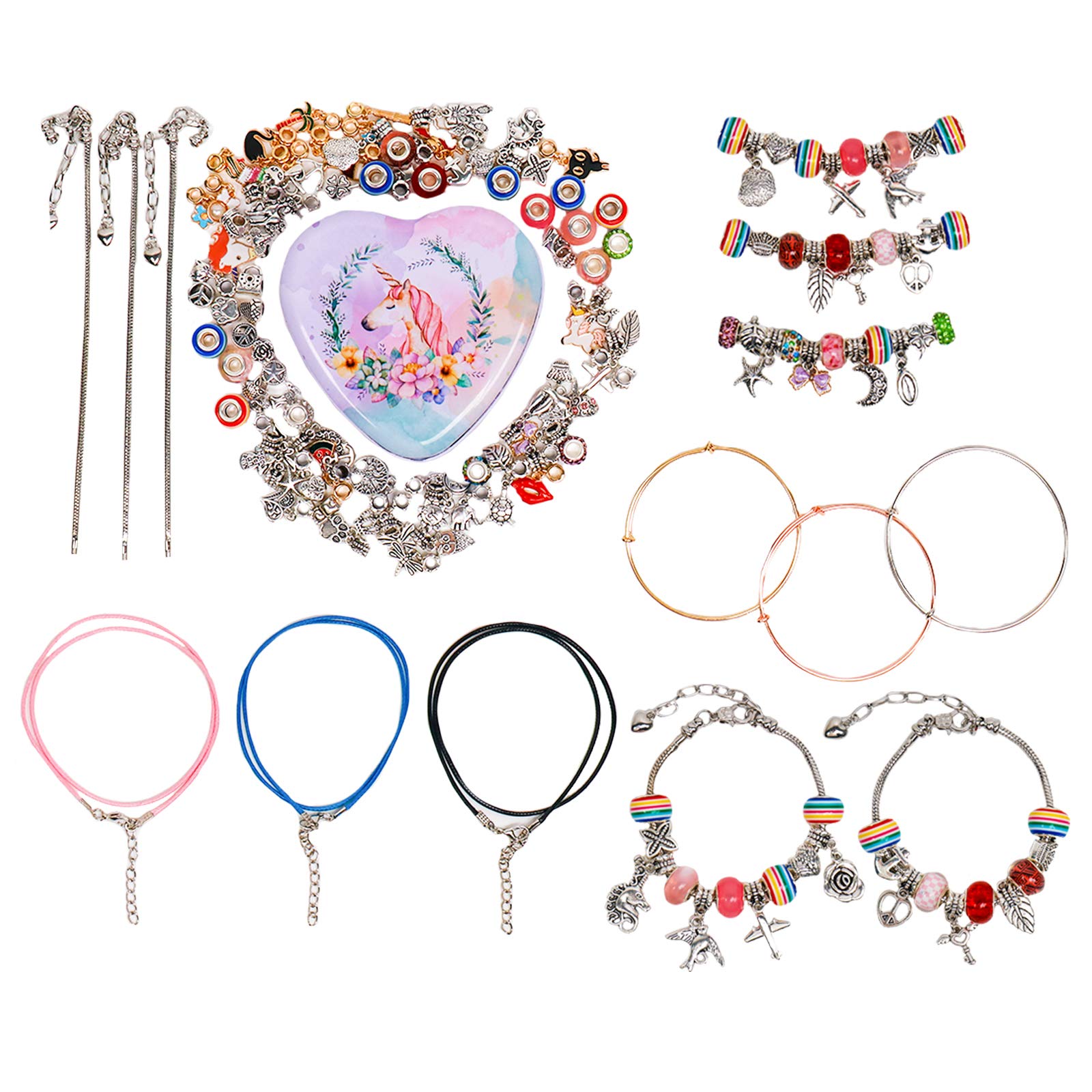 SOTOGO 107-Piece DIY Charm Bracelet Making Kit with Beads, Jewelry Charms & Bracelets - Creative Jewelry Craft Set for Girls - Perfect for Birthday Gifts, Party Favors & DIY Craft Projects
