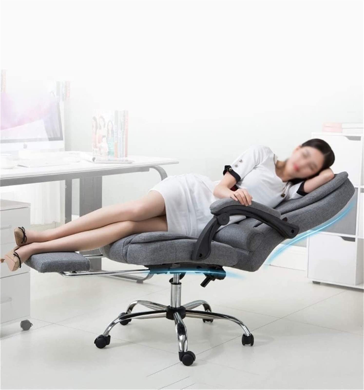 Ergonomic Office Chair with High Backrest & Footstool - Adjustable Computer Desk Chair for Home & Gaming - Brown Upholstered Swivel Work Chair - Perfect for Home Office, Gaming & Workspaces