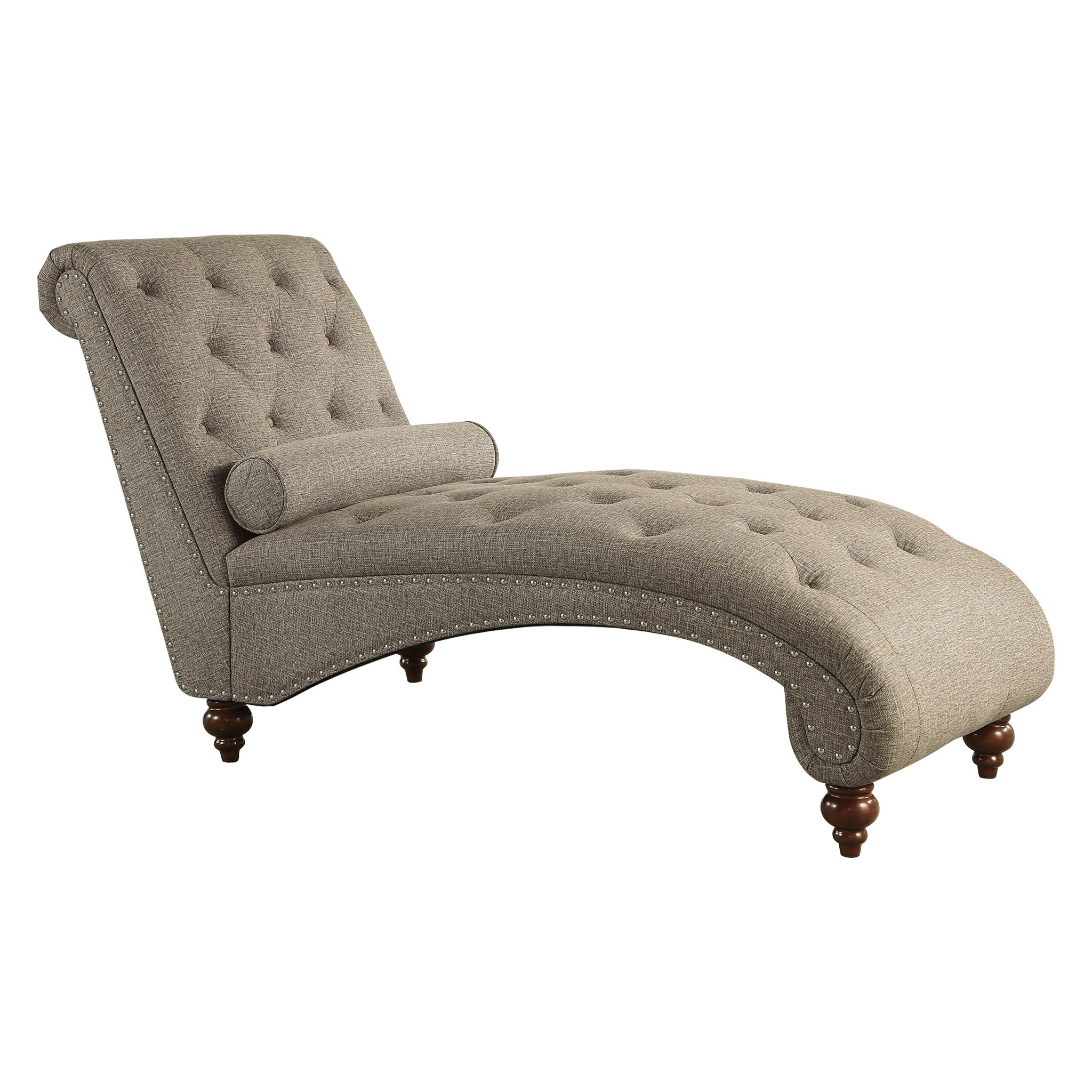 Homelegance Velvet Chaise Lounge Sofa - Luxurious Brown Upholstered Living Room Furniture for Relaxing & Reading | Perfect for Bedroom, Lounge, or Home Theater