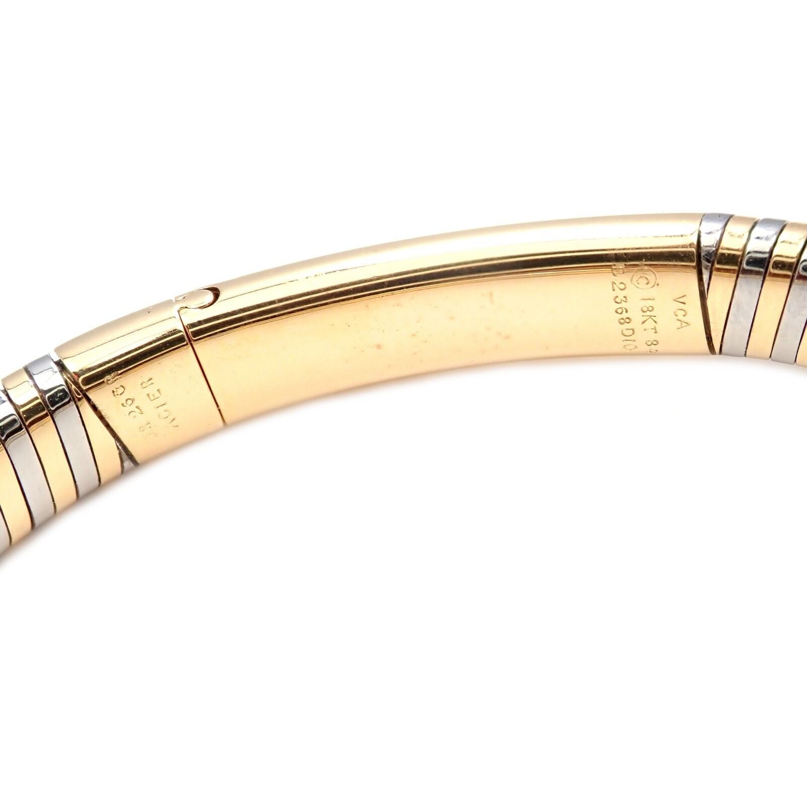 Authentic Vintage Van Cleef & Arpels 18k Yellow Gold & Steel Bangle Bracelet - Luxury Jewelry for Women, Perfect for Weddings, Parties & Special Occasions