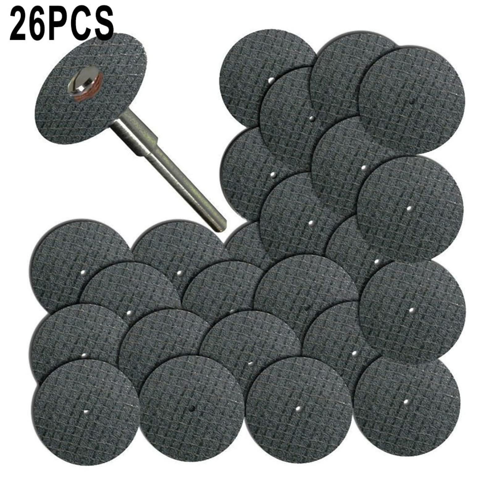 26-Piece 32mm Mini Metal Cutting Disc Set with Mandrel - Resin Bonded Circular Saw Blades for Angle Grinder & Rotary Tools - Perfect for Metalworking, Wood Carving & DIY Projects