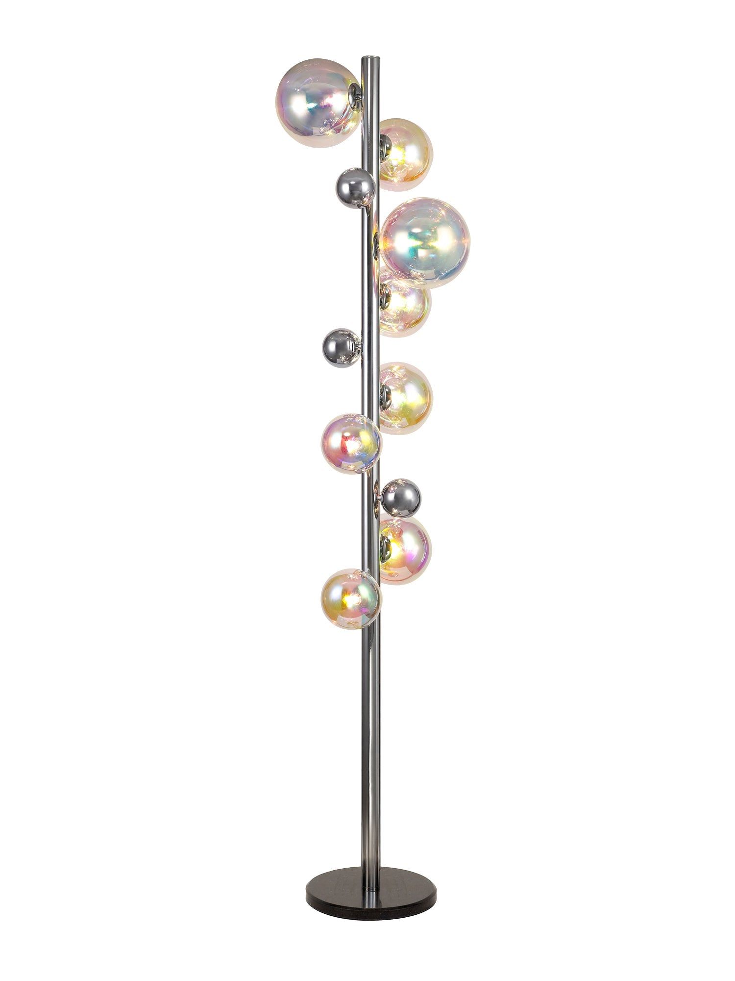Modern Austin Floor Lamp - 8 Light G9 Base in Copper & Opal, Polished Chrome & Iridescent, or Polished Chrome & Black with Smoked Glass Shade - IP20 Rated for Living Room, Bedroom, or Office Lighting