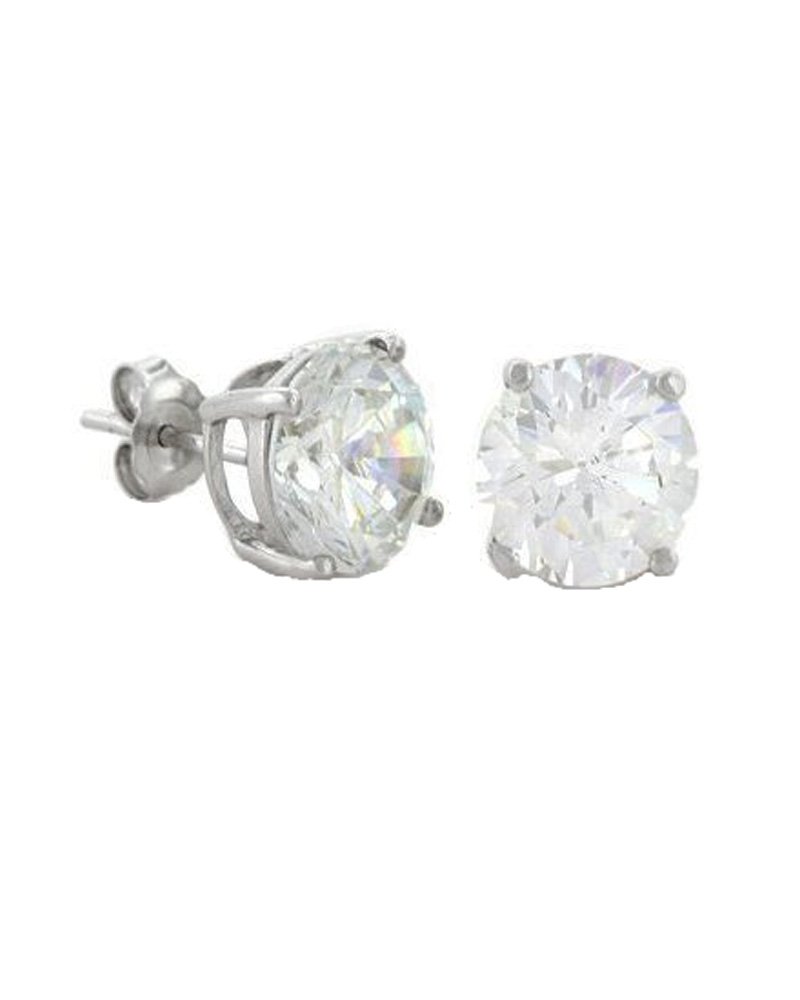 9mm Round Cut Clear CZ Basket Set Sterling Silver Stud Earrings for Women - Perfect for Everyday Wear, Parties & Gift Giving