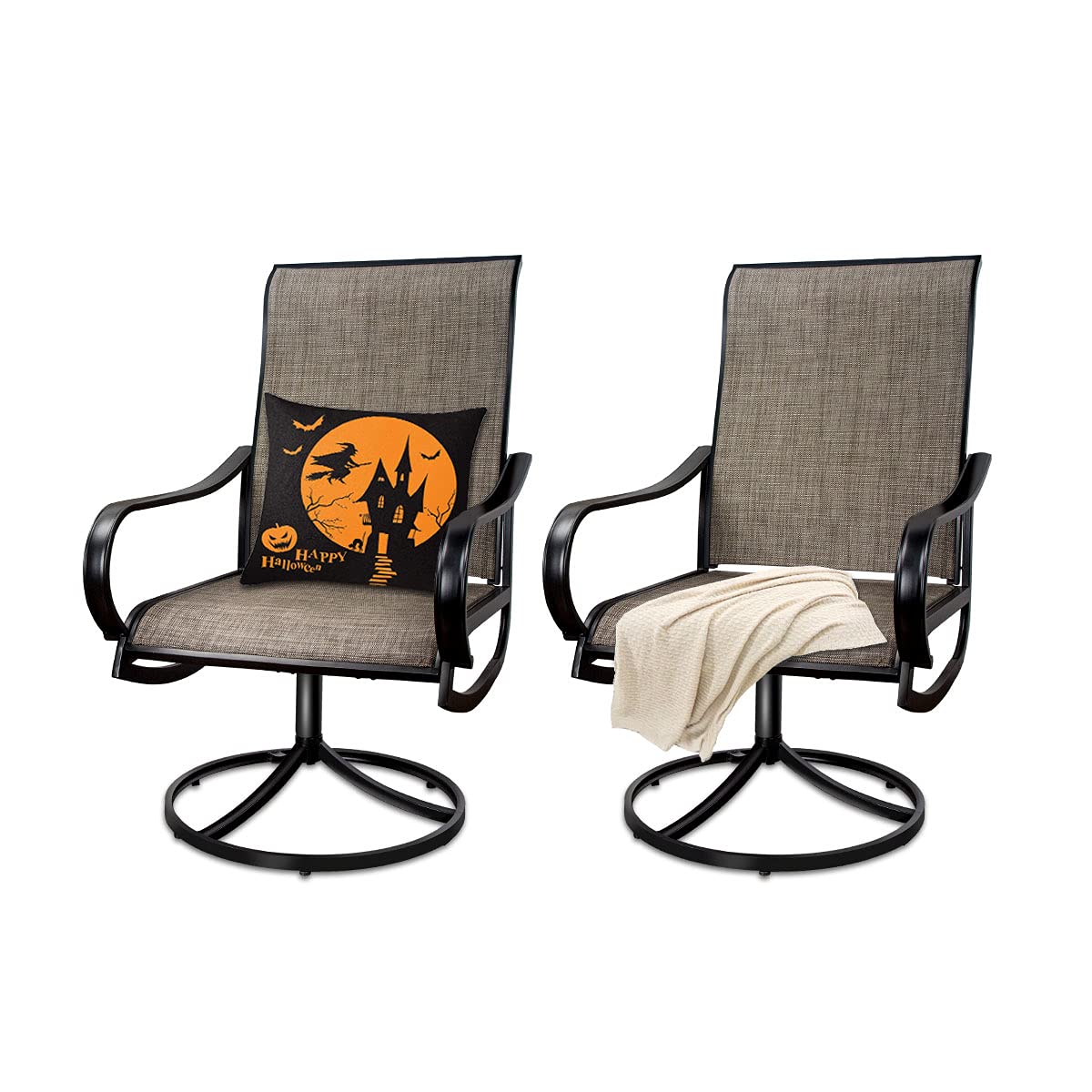 MEOOEM 2-Pack Patio Swivel Chairs - Textilene Mesh Outdoor Dining Chairs Set, Weather-Resistant & Durable Garden Furniture for Backyard, Poolside, Deck & Patio Use