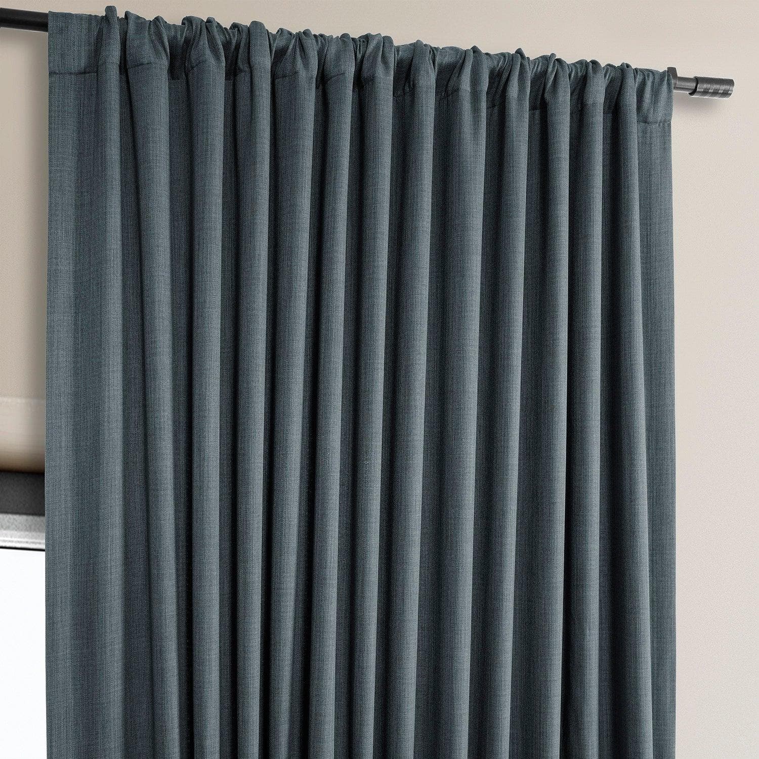 Reverie Blue Extra Wide Textured Faux Linen Blackout Curtains for Bedroom - Thermal Insulated Noise Reducing Window Drapes for Living Room & Nursery