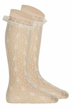 Elegant Lace Knee High Socks for Women - Fashionable Vintage Style Thigh High Stockings - Perfect for Cosplay, Weddings & Winter Outfits