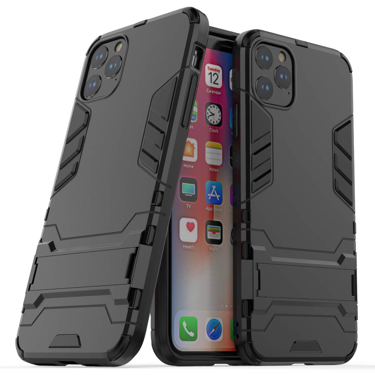 **iPhone 11 Pro Max Case, Shockproof Hybrid Dual Layer Hard PC + Soft Silicone Cover - Scratch & Drop Protection with Kickstand - Compatible with iPhone 11 Pro Max 6.5