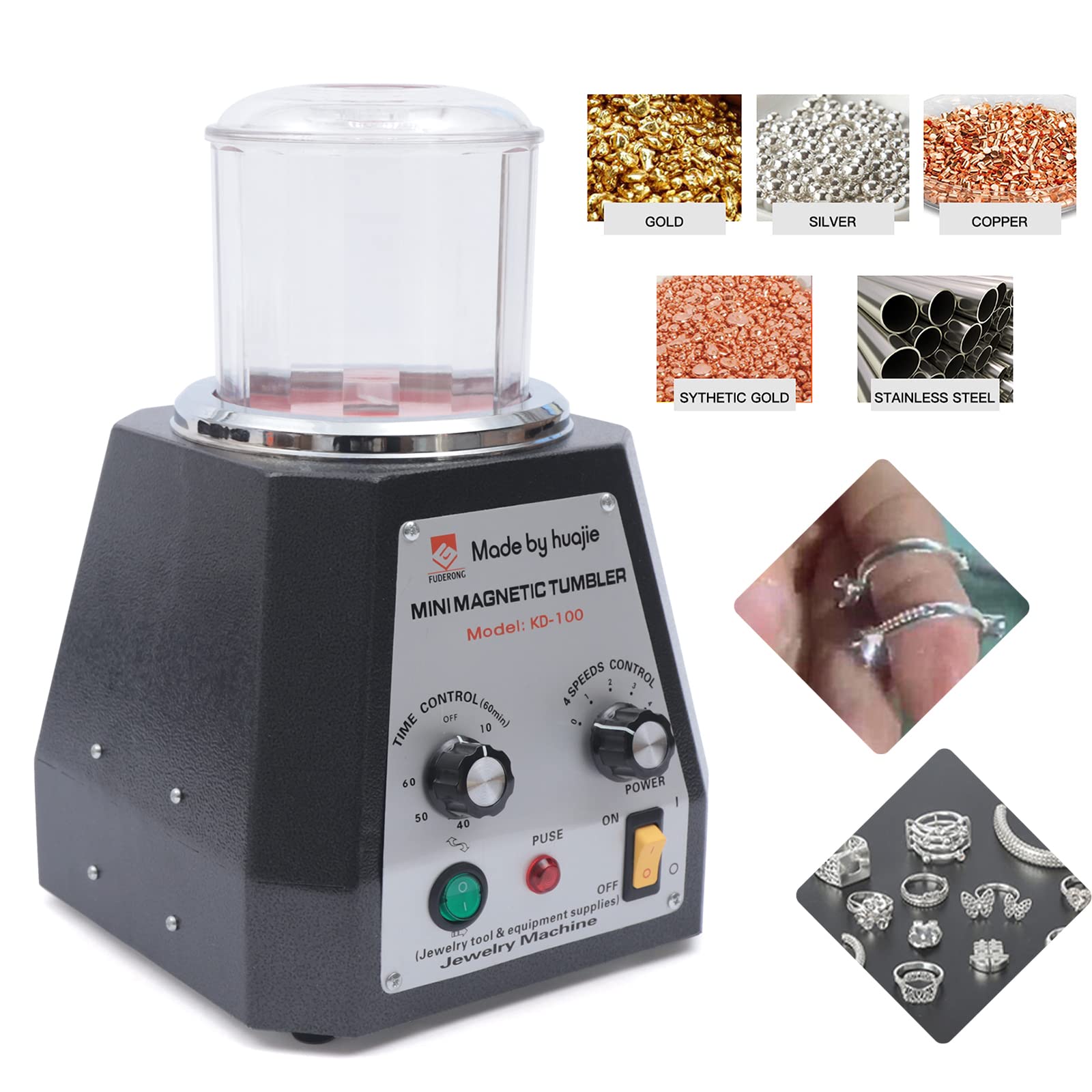 2000RPM Magnetic Jewelry Polisher Machine - 220V 100mm Magnetic Tumbler for Jewelry & Metal Polishing with Acrylic Bowl - Perfect for Jewelry Making, Metal Crafting, and Small Parts Finishing