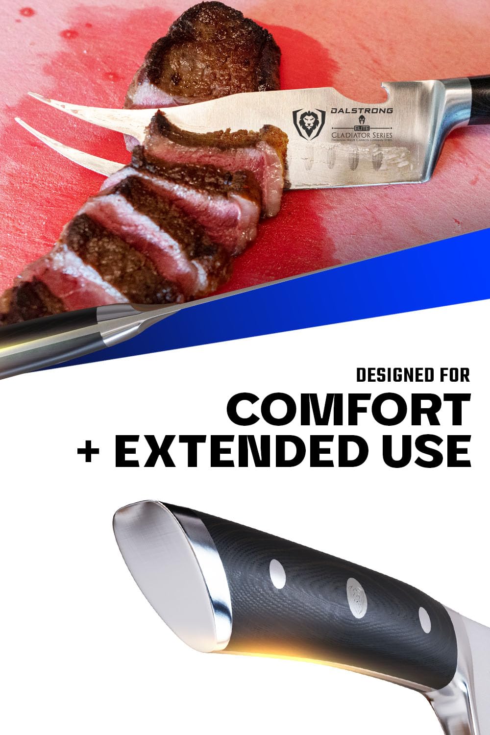 Dalstrong BBQ Pitmaster Meat Knife - 6.5 Inch Forged High Carbon German Steel Knife with Forked Tip & Bottle Opener - Professional Cooking Knife for Grilling, Slicing & Carving - Perfect Gift for Chefs with Black G10 Handle - NSF Certified - Ideal for BBQ, Camping & Outdoor Cooking