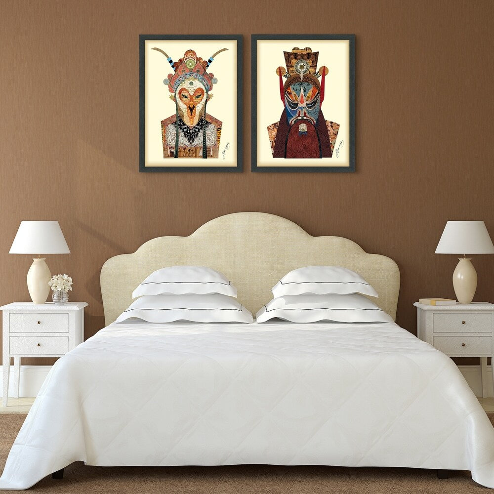Beijing Opera Mask Art - Dimensional Collage by Jiangwei Alex Zeng in Glass Shadow Box Frame - Perfect for Home Decor, Theater Lovers & Chinese Culture Enthusiasts