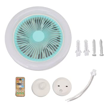 9.8 Inch Low Profile LED Ceiling Fan with Lights - 36W E27 Small Quiet Adjustable Ceiling Fan (86-265V) in Blue - Perfect for Kids Room, Bedroom, Nursery & Small Spaces