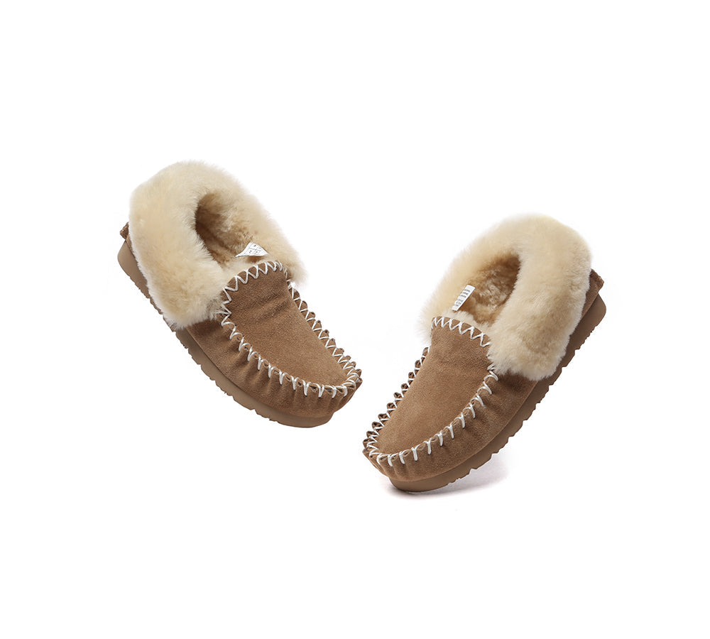 EVERAU® Women's UGG Slippers - Genuine Sheepskin & Wool Ankle Booties - Cozy Indoor/Outdoor Moccasin Slippers for Winter Comfort at Home or Office
