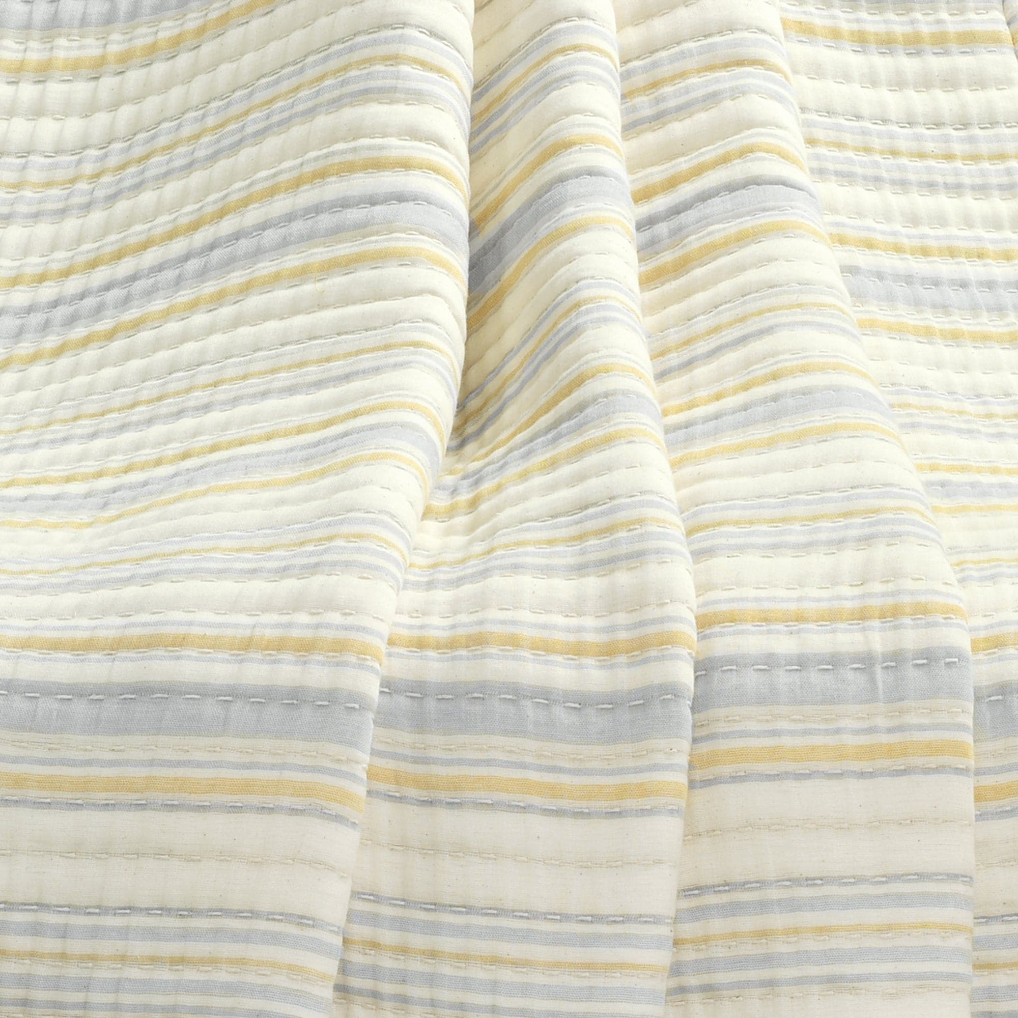Solange Stripe Kantha Hand-Stitched Yarn-Dyed Cotton Woven Throw Blanket - Cozy & Lightweight for Sofa, Bed & Home Decor