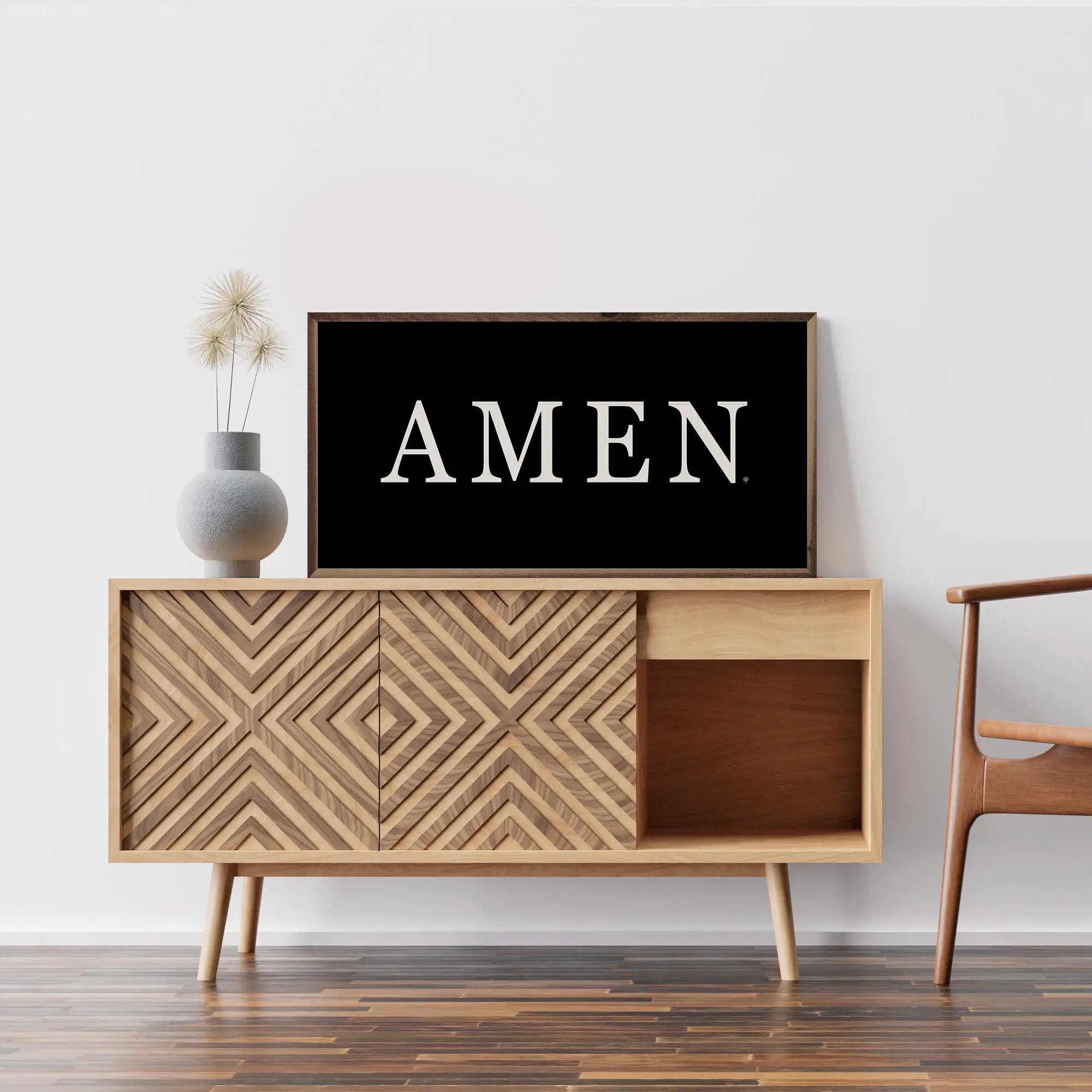 Amen Wood Framed Print - Inspirational Wall Art Decor for Home, Office & Church - Perfect for Living Room, Bedroom & Prayer Space