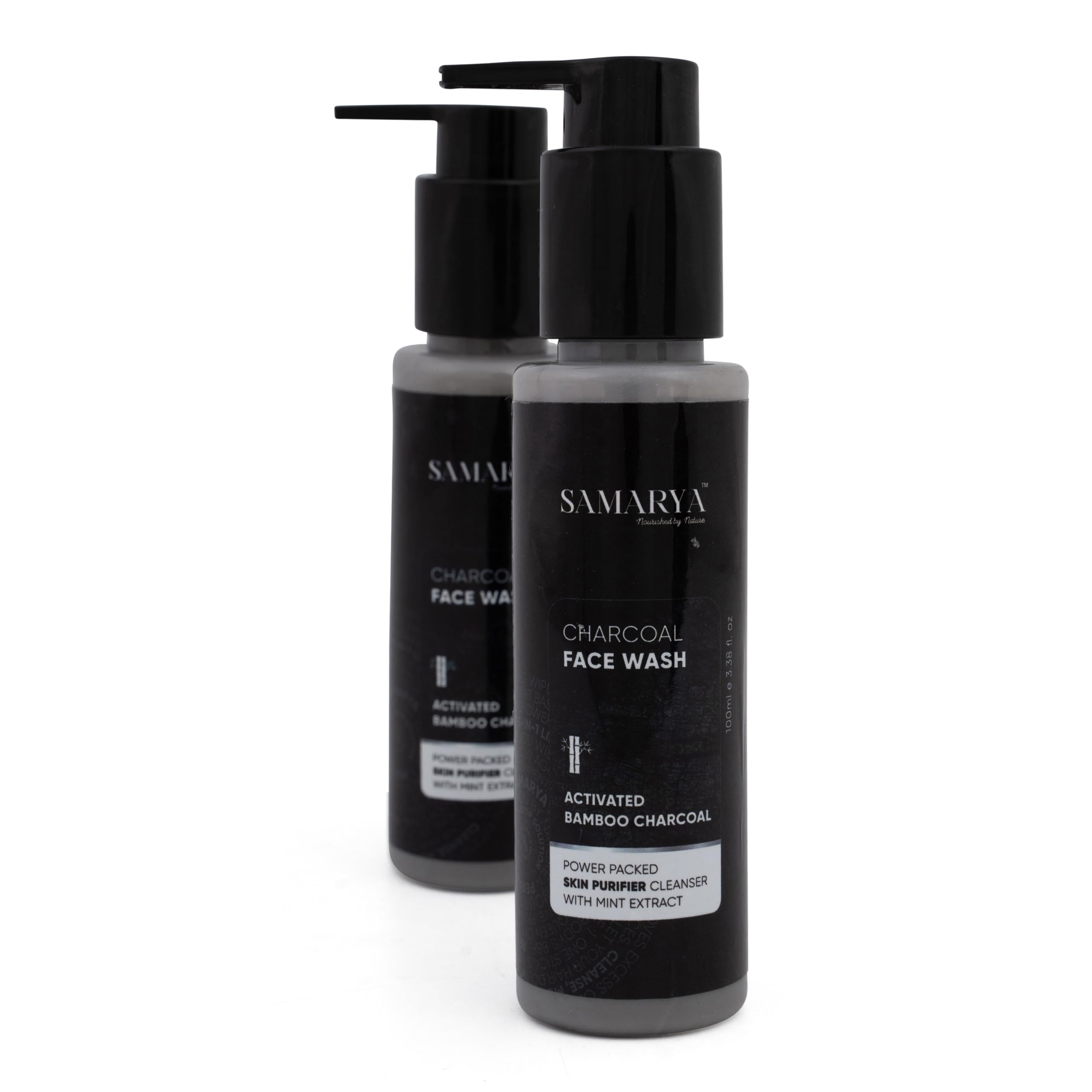 Samarya Charcoal Face Wash with Coffee Extract, Aloe Vera & Tea Tree Oil (100mL) - Deep Cleansing, Oil Control & Pore Purifier for Acne-Prone Skin | Detoxifying Facial Cleanser for Men & Women | Perfect for Daily Skincare Routine & Travel