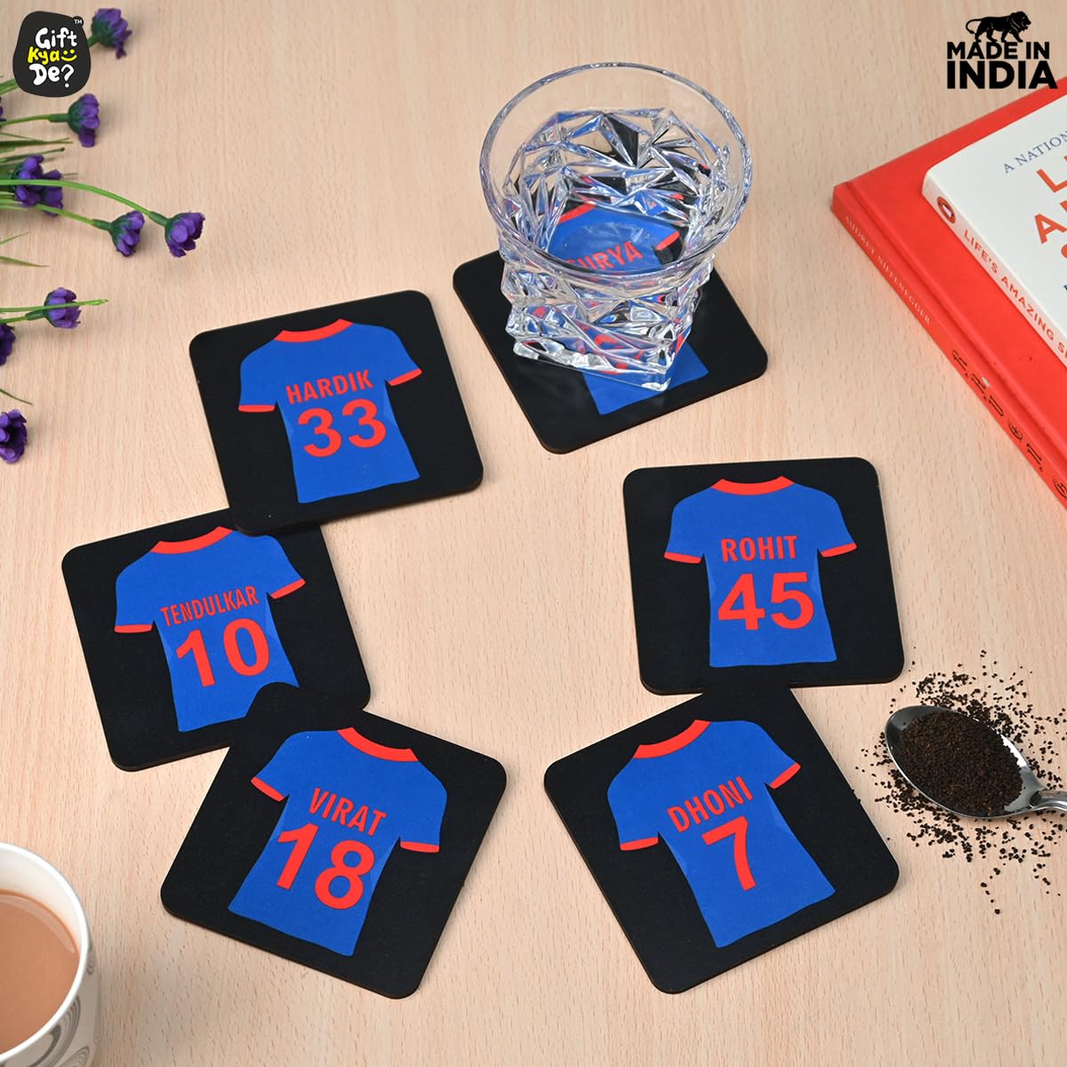Premium Cricket Coaster Set of 6 - Square 3.8