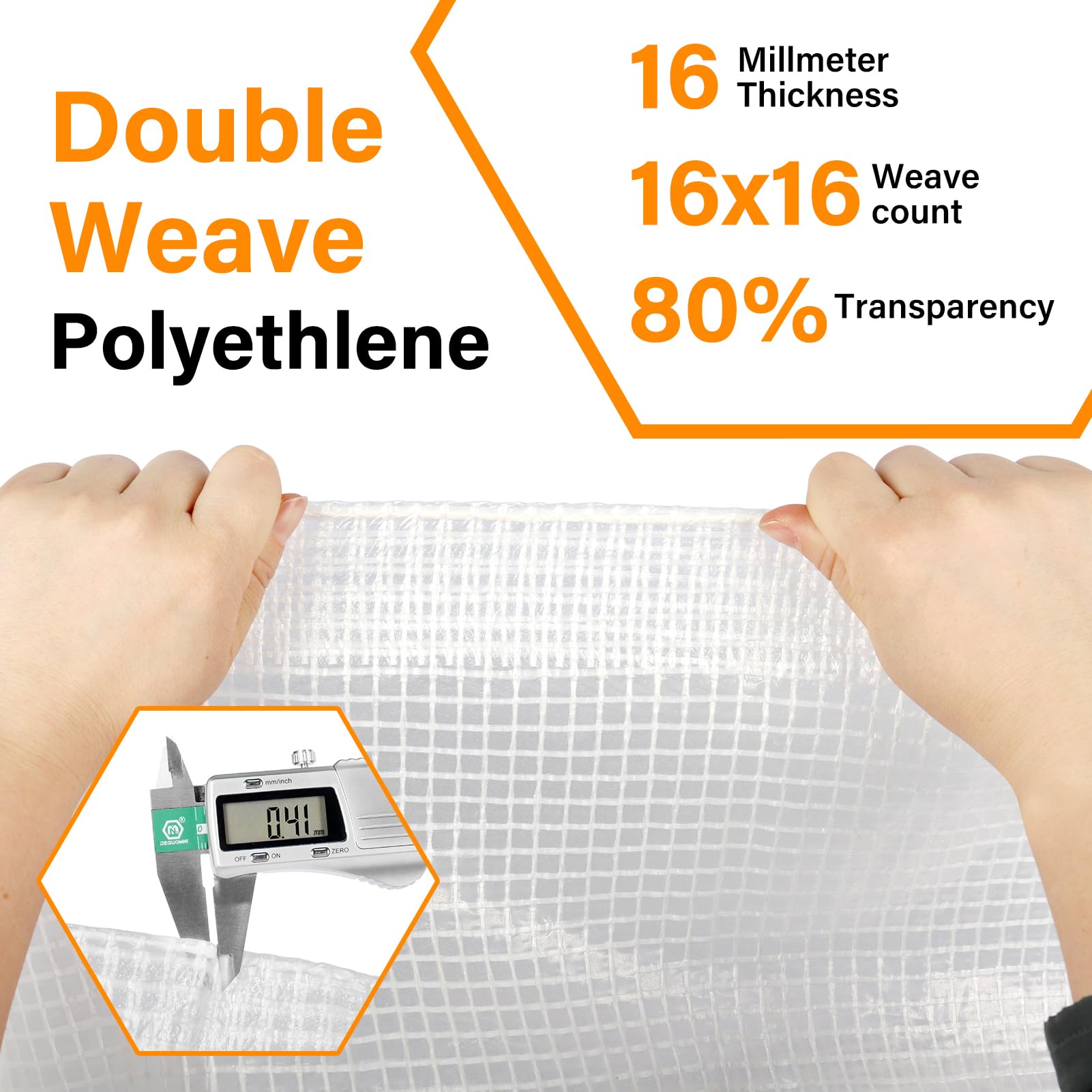 16 Mil Clear Heavy Duty Waterproof Greenhouse Cover - 18x24FT UV Resistant Poly Plastic Tarp with Grommets for Gardening, Farming, Nursery & Outdoor Use | Perfect for Plant Protection, Season Extension & Weatherproofing