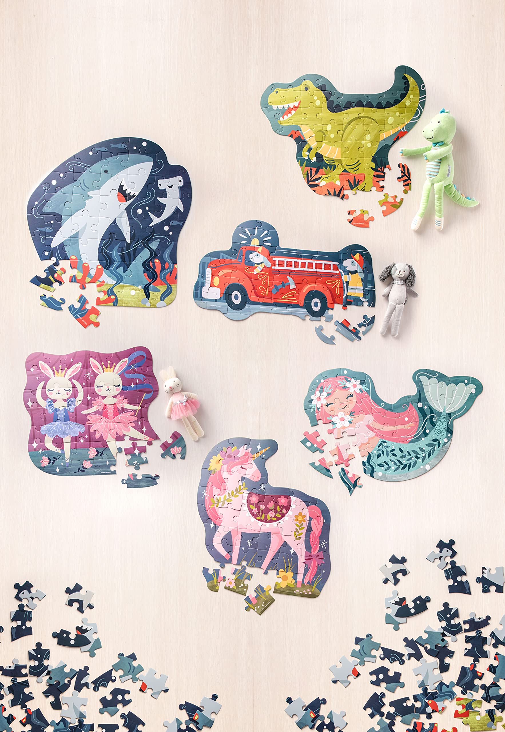 Stephen Joseph Unicorn Shaped Jigsaw Puzzle - 40 Piece Preschool Toddler Puzzle for Kids Ages 3-5 | Fun Learning Toy for Early Childhood Development & Birthday Gifts | Perfect for Playtime, Classroom Activities & Travel Entertainment