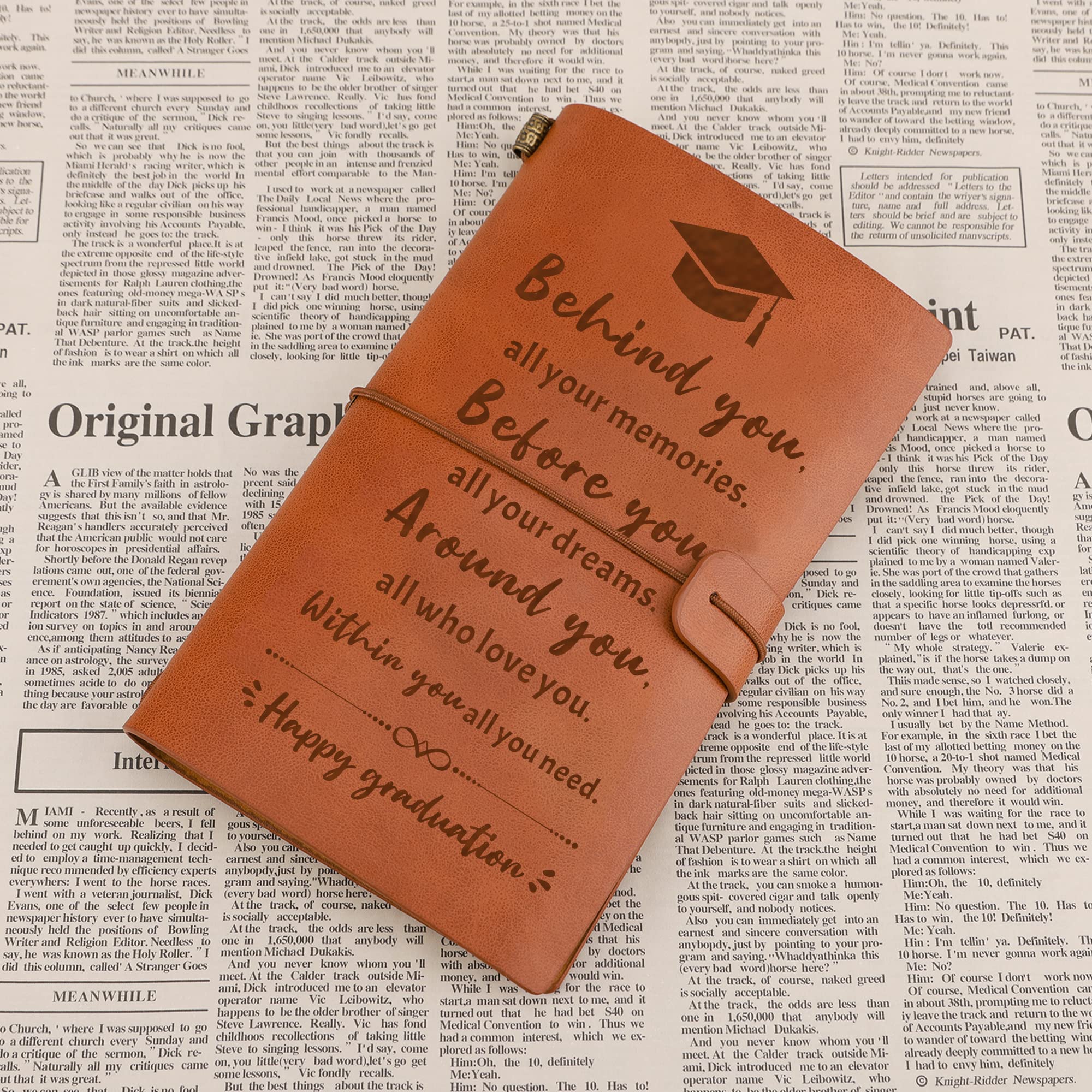 Personalized Engraved Leather Journal - Inspirational Graduation Gift for Her, Him, Daughter, Best Friend | High School & College Graduation Keepsake | Perfect for Writing, Journaling & Memory Keeping