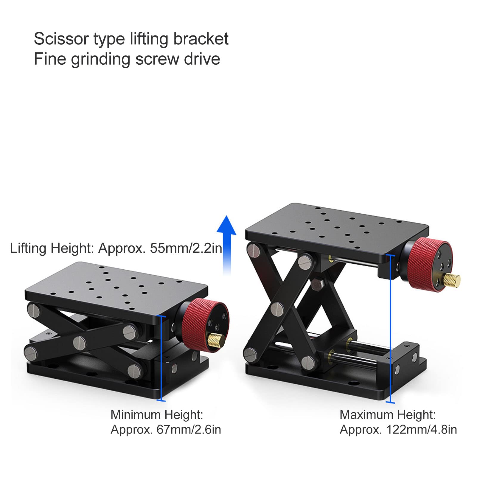 ASIXSIX Lab Manual Adjustable Scissor Jack Stand - 55mm Height Lift, 10kg Load Capacity, Durable Aluminum Alloy - Perfect for Electronics Repair, Watchmaking & Small Machinery Maintenance